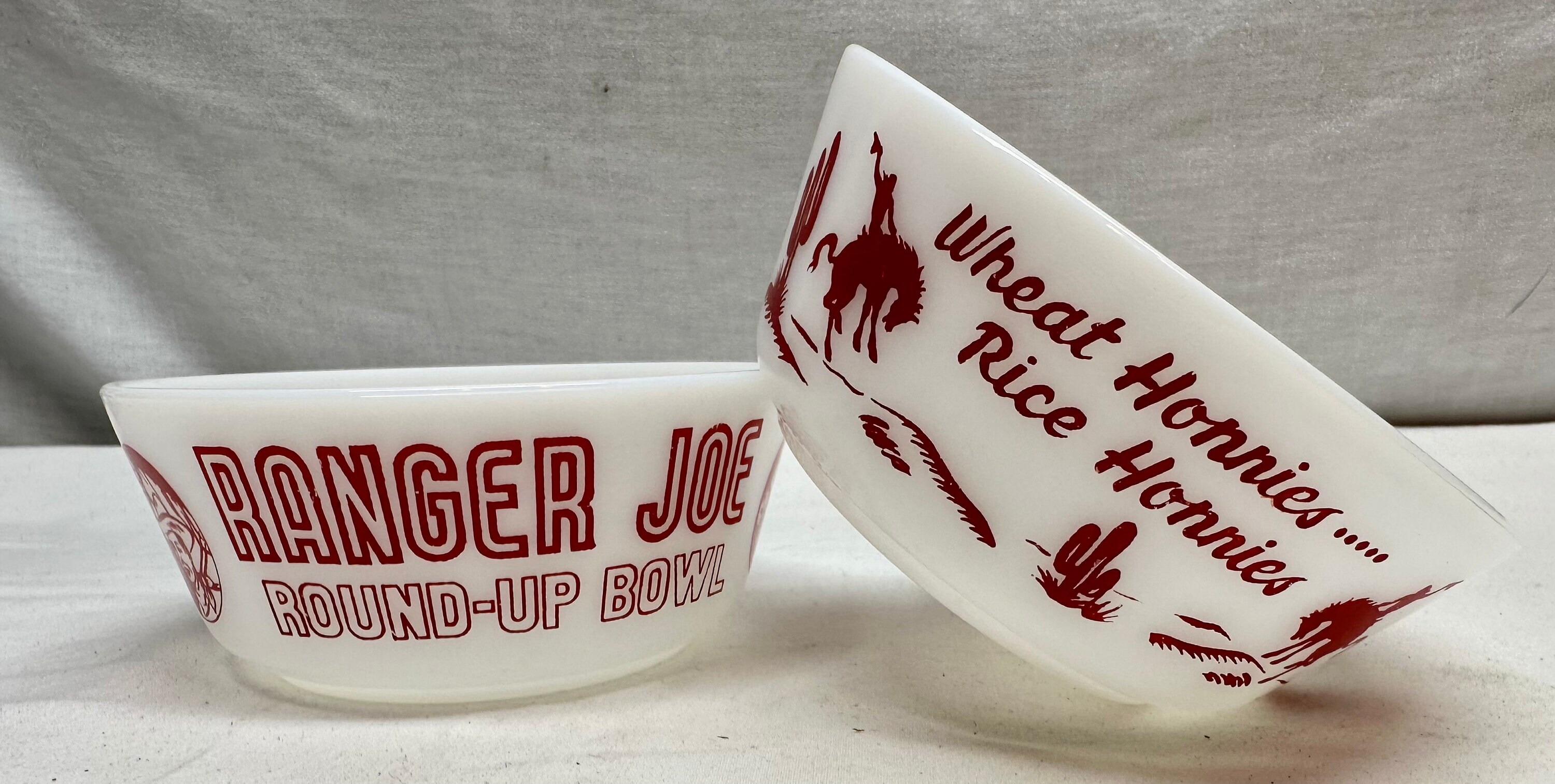 Vintage Ranger Joe Round Up Children’s White Milk Glass Cereal/Ice