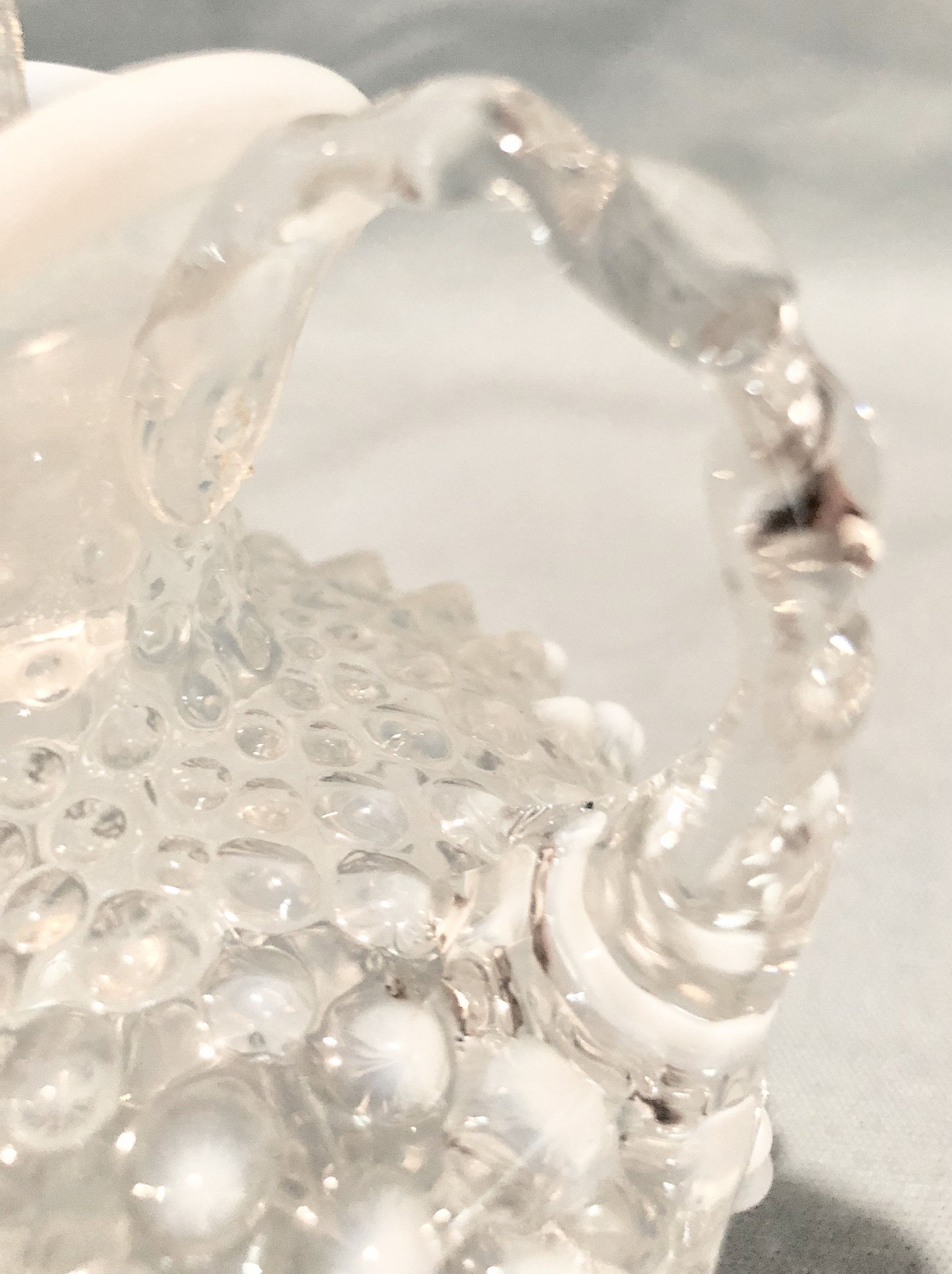 Vintage Clear/White Fenton Style Hobnail Glass Serving Pieces