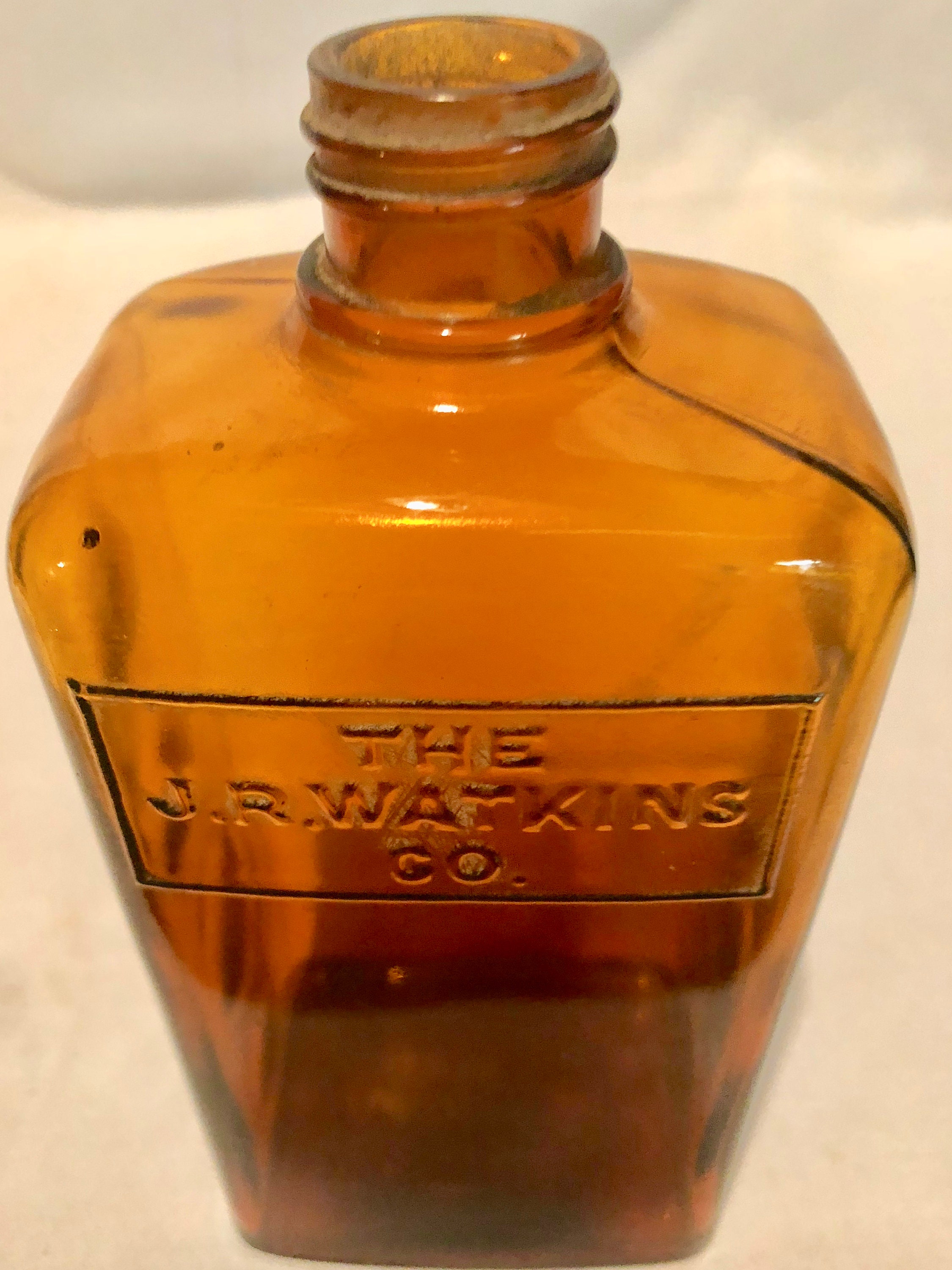 Antique J.R. Watkins Co, Amber Glass Medicine/Apothecary Bottle
