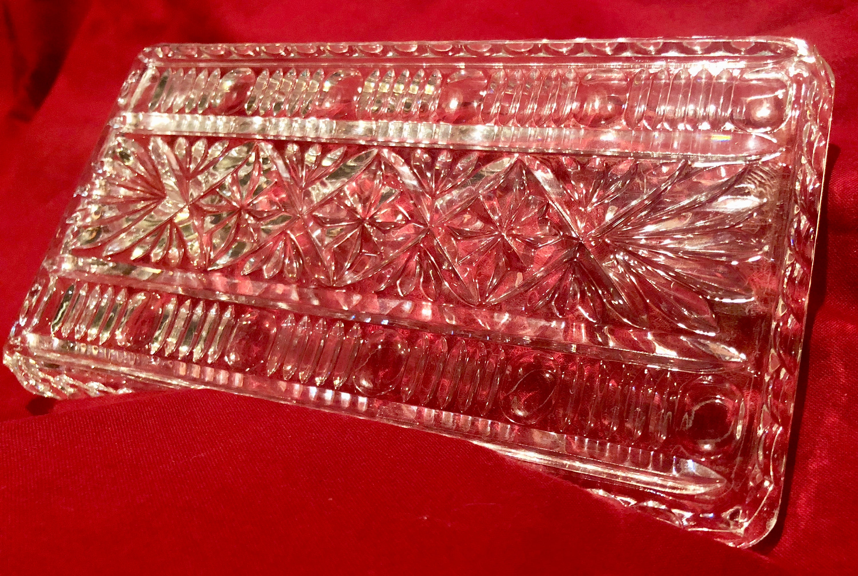Vintage Clear Cut Crystal Vanity Tray