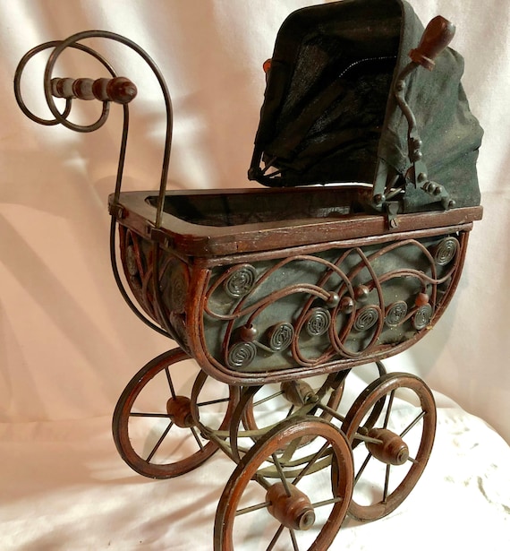 rattan doll stroller