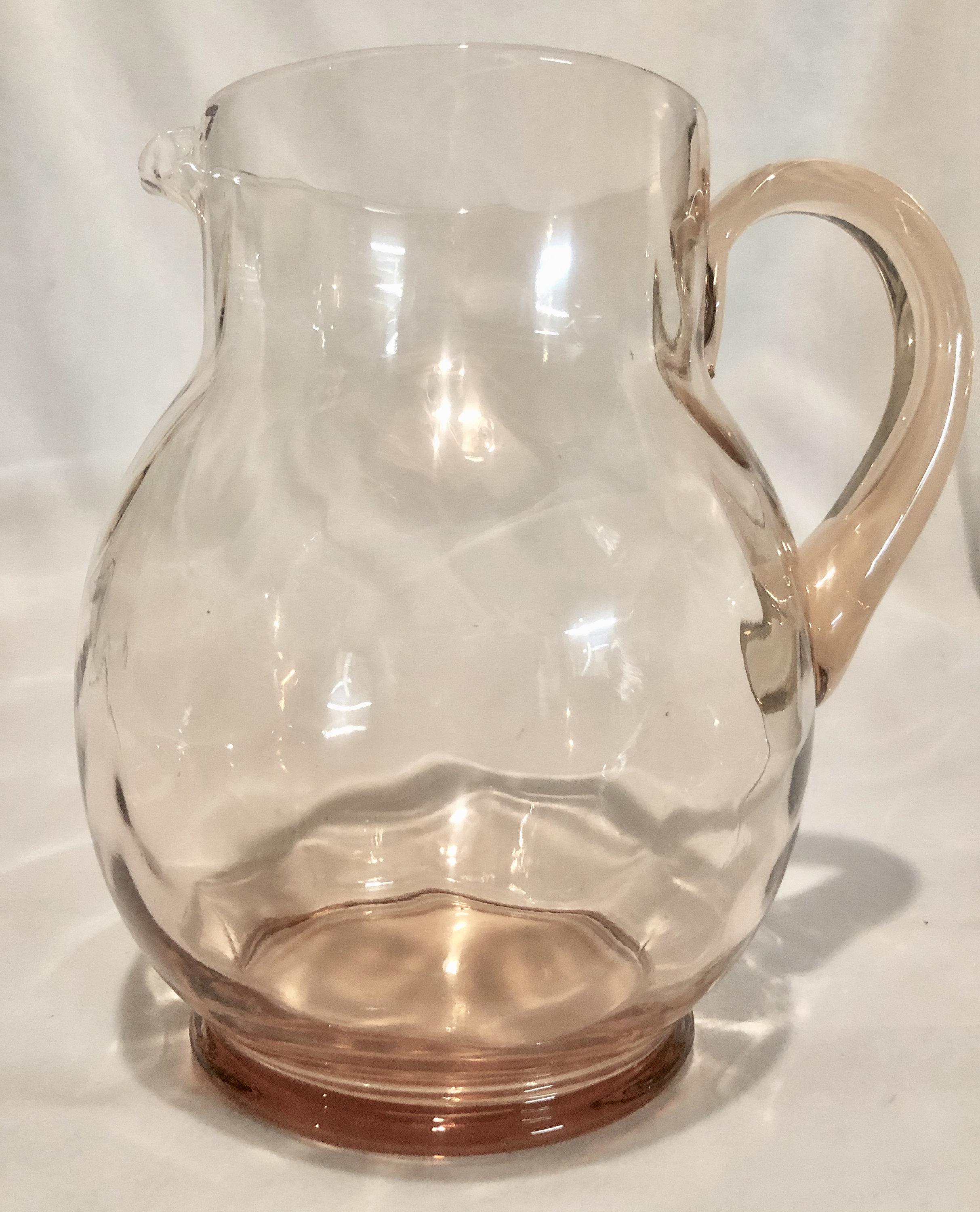 Vintage Blush Pink Depression Glass Juice/Water Pitcher