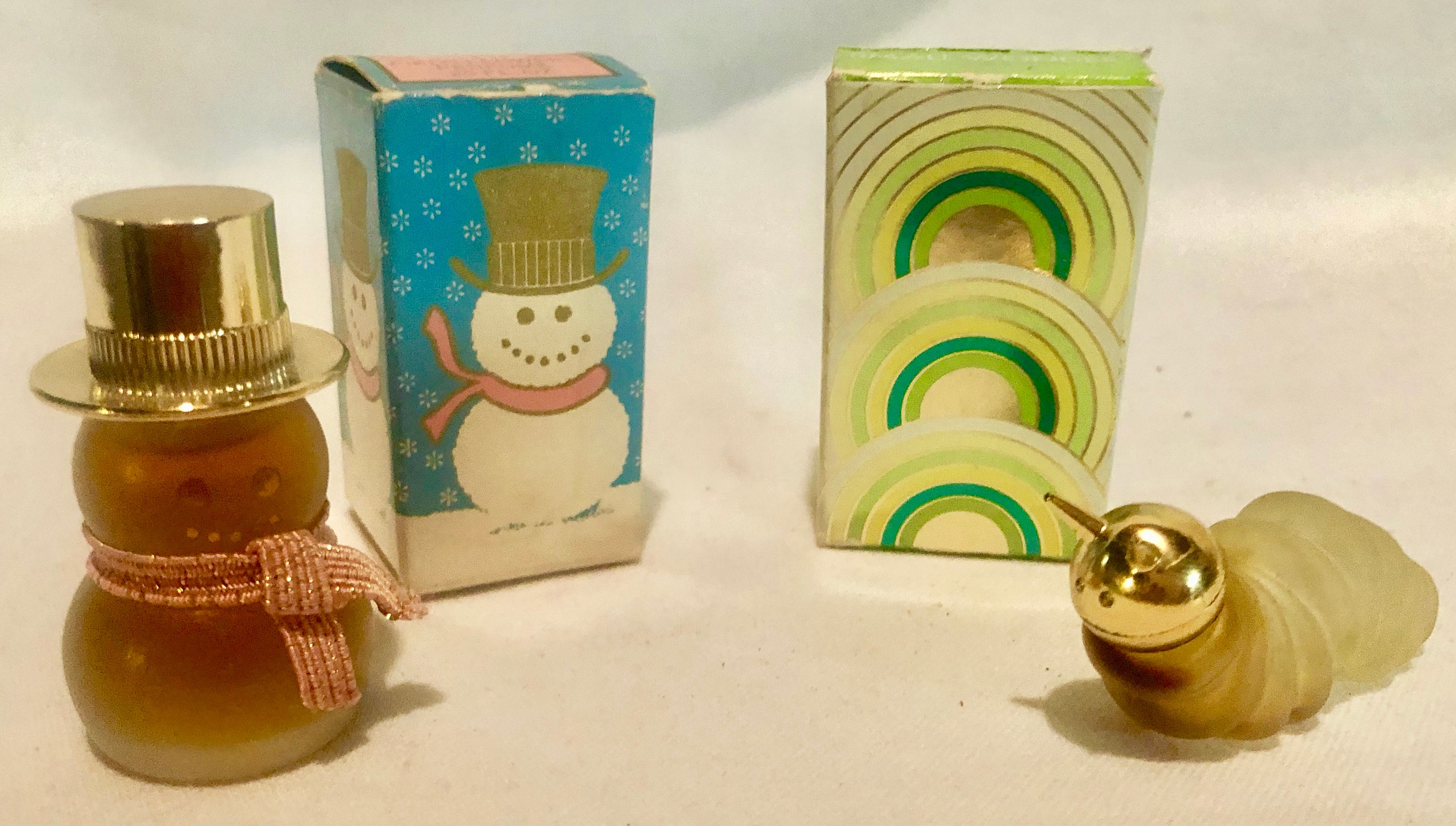 Vintage Avon Perfume Bottles Snowman and Caterpillar
