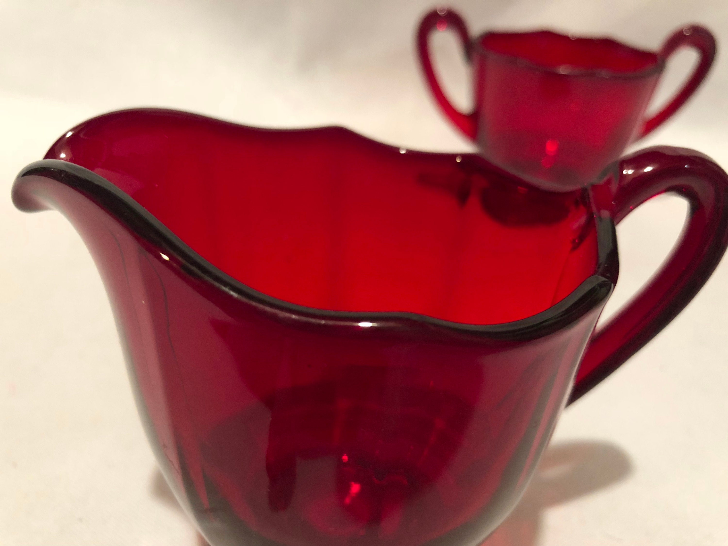 Antique Ruby Red Depression Glass Cream And Sugar Set antique-ruby-red-depression-glass-cream-and-sugar-set