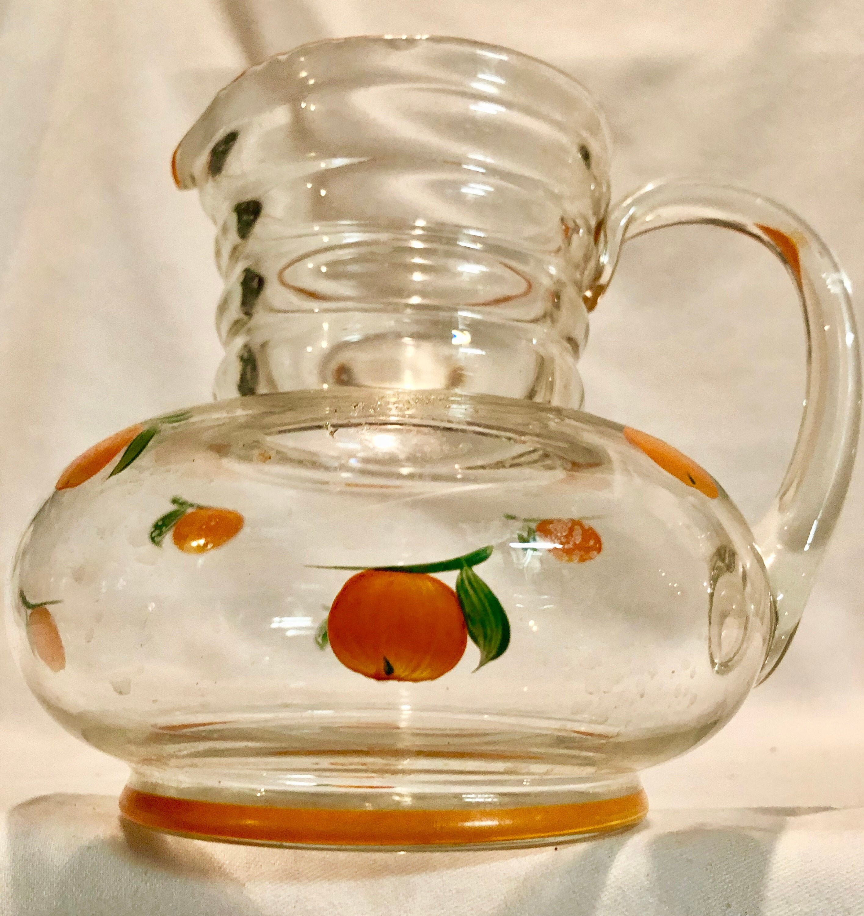 Vintage 1940's Hand Painted Orange Juice Pitcher