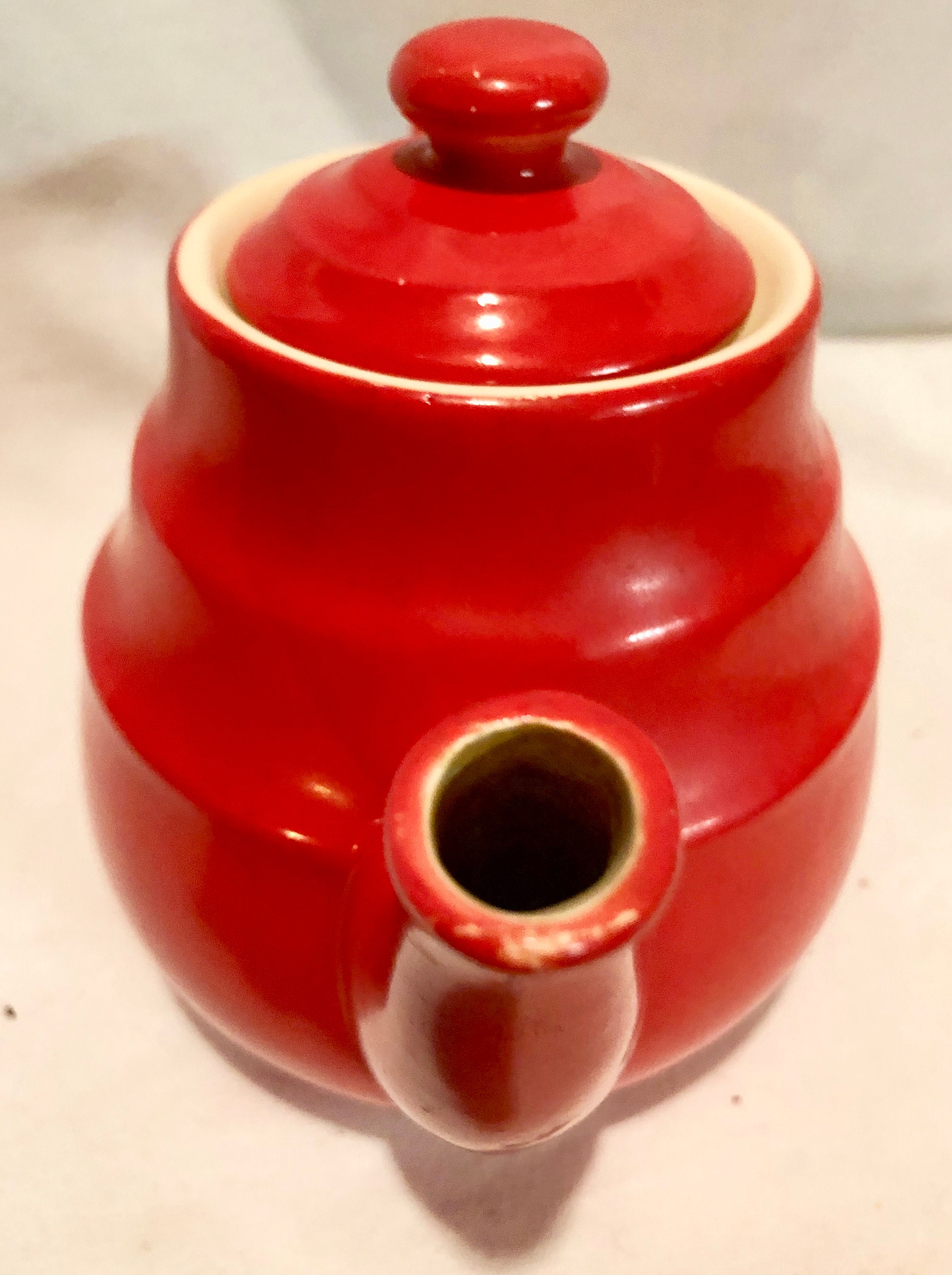 Vintage Universal Cambridge Red Teapot, Universal Cambridge Pottery Co