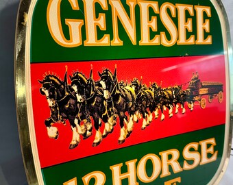 Vintage Genesee 12 Horse Ale Advertising Illuminated Beer