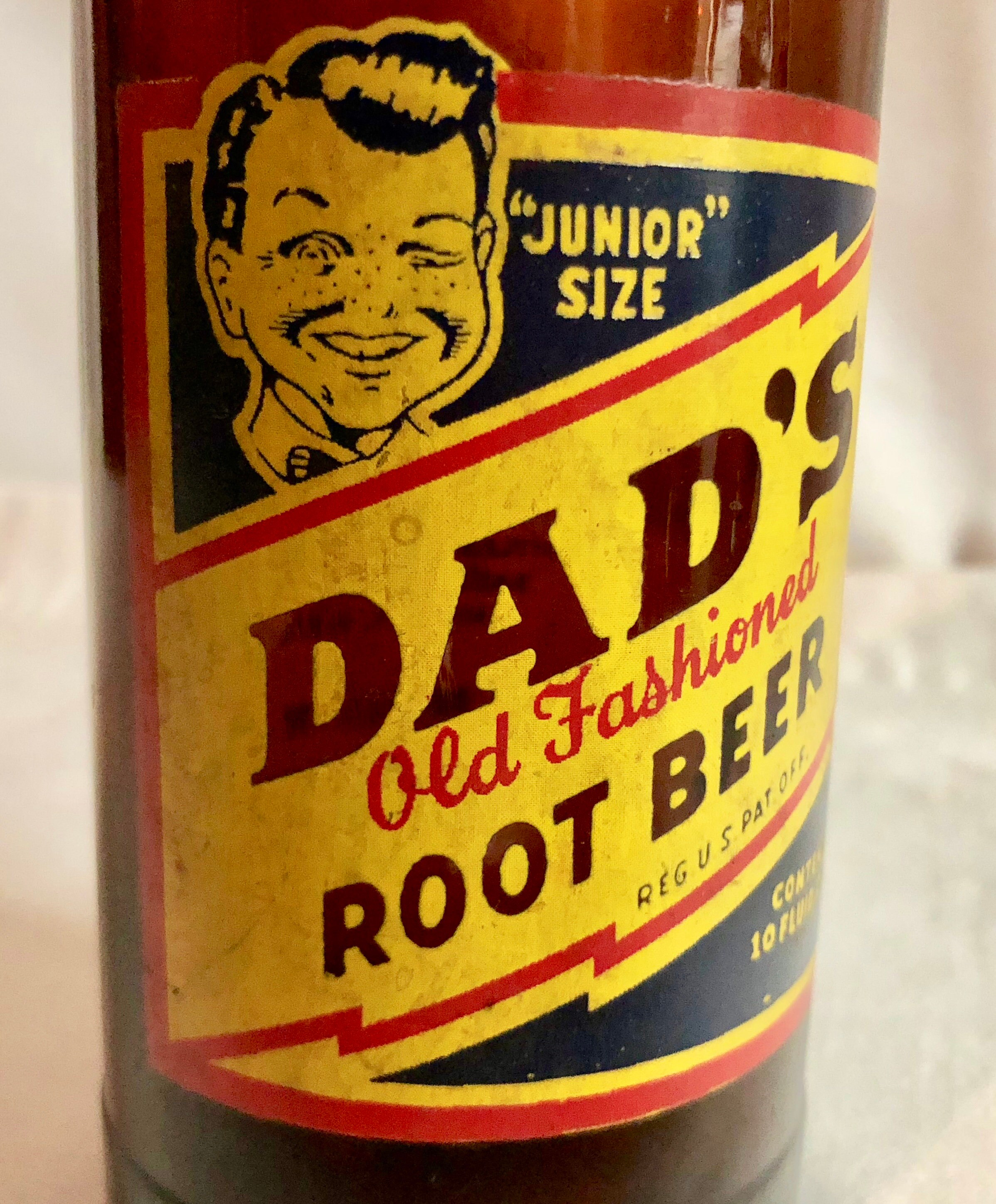 Vintage 'Dad's Old Fashion Root Beer' Amber Glass Bottle Junior Size