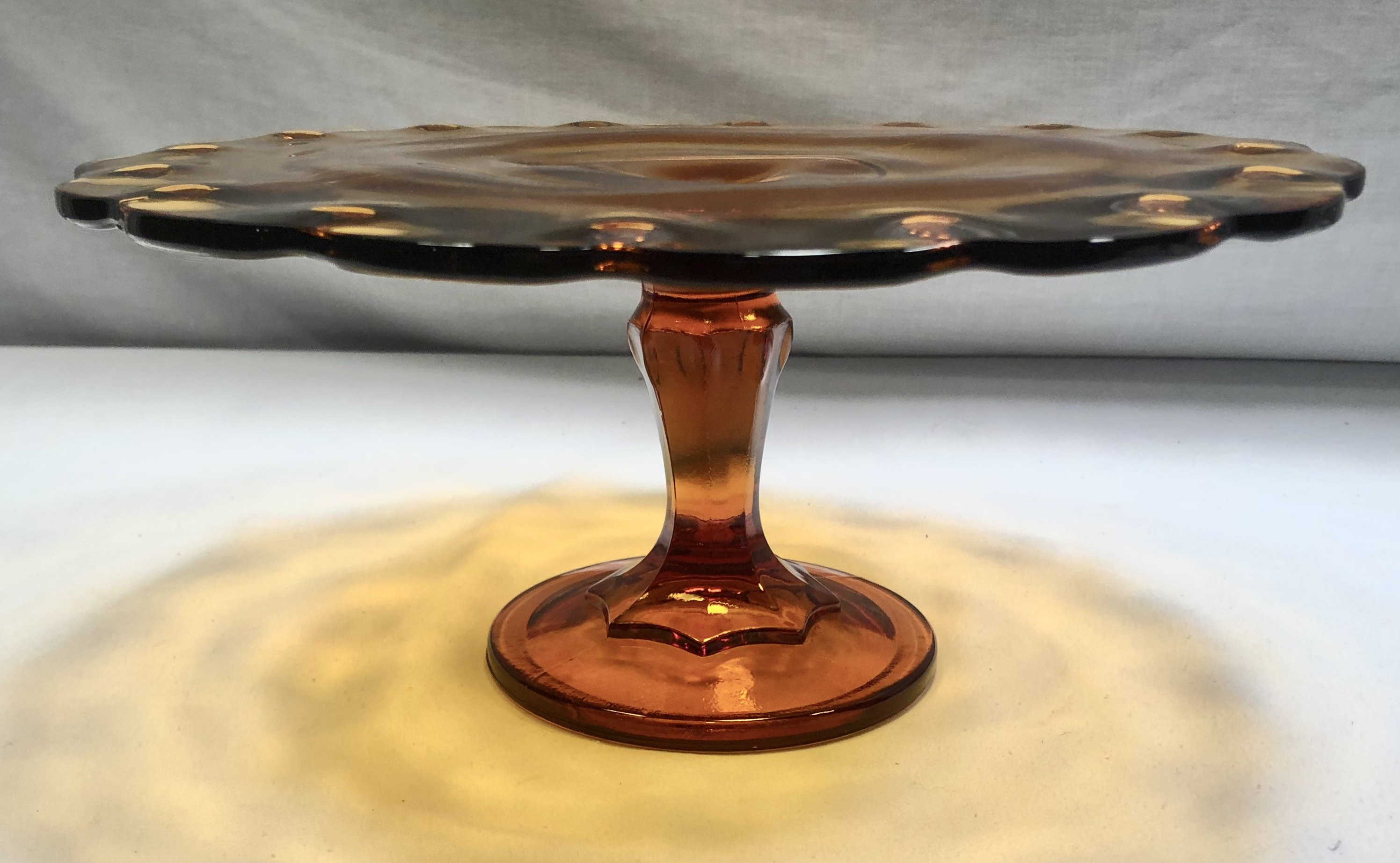 Vintage Amber Glass Pedestal Cake/Dessert Plate