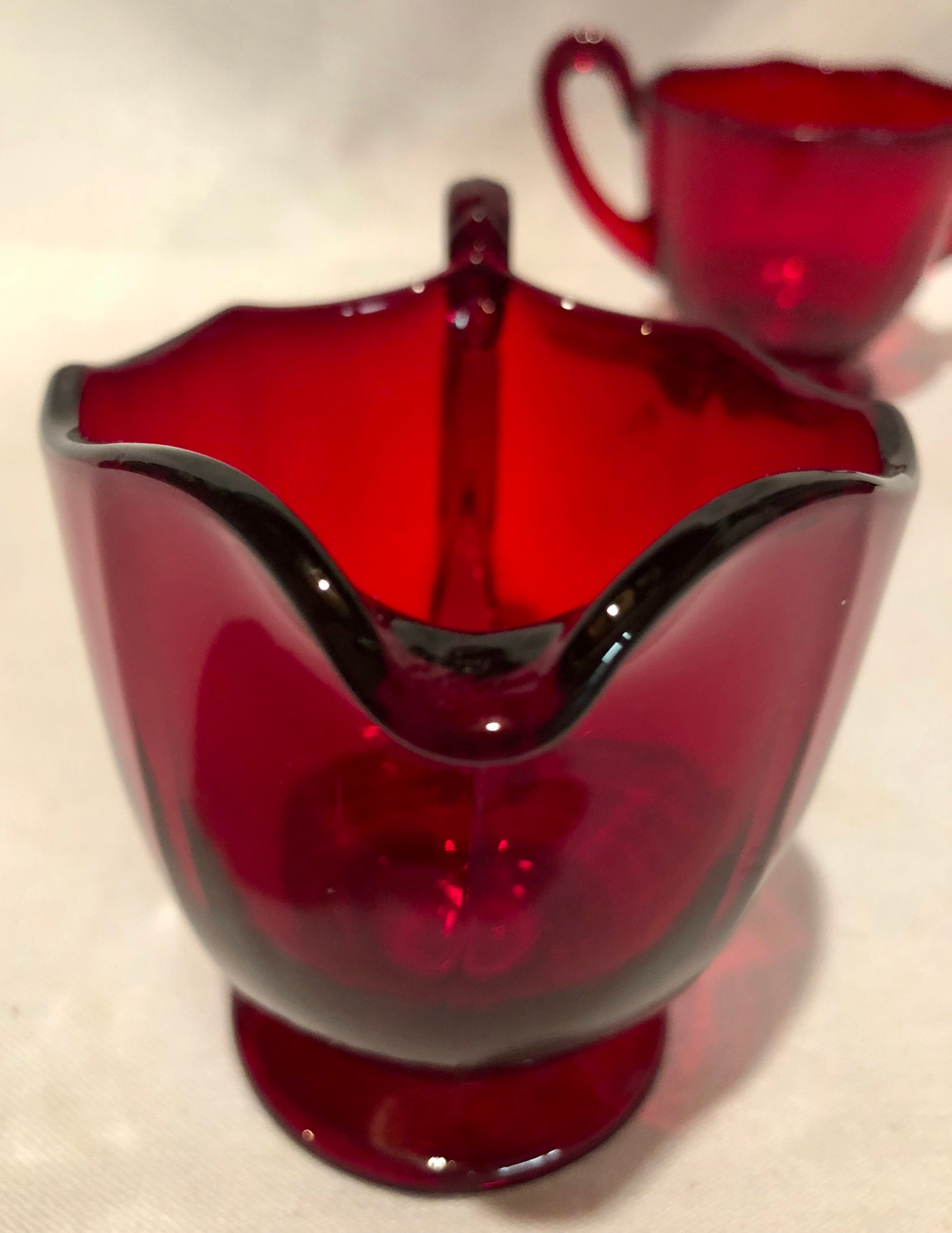 Antique Ruby Red Depression Glass Cream And Sugar Set antique-ruby-red-depression-glass-cream-and-sugar-set