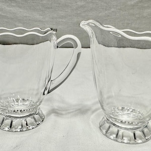 Vintage Clear Depression Glass Creamer and Sugar with Ruffled Edge