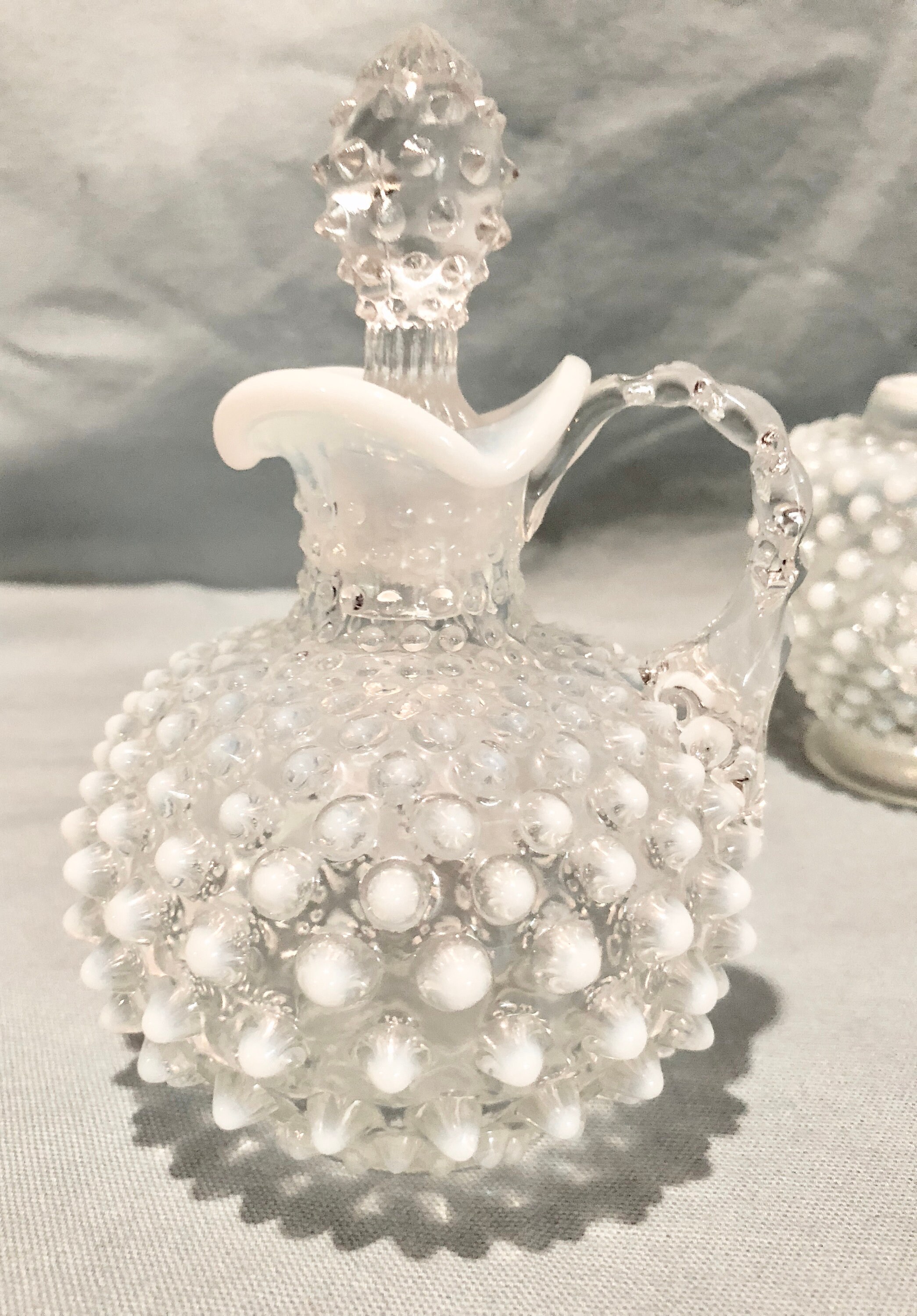 Vintage Clear/White Fenton Style Hobnail Glass Serving Pieces