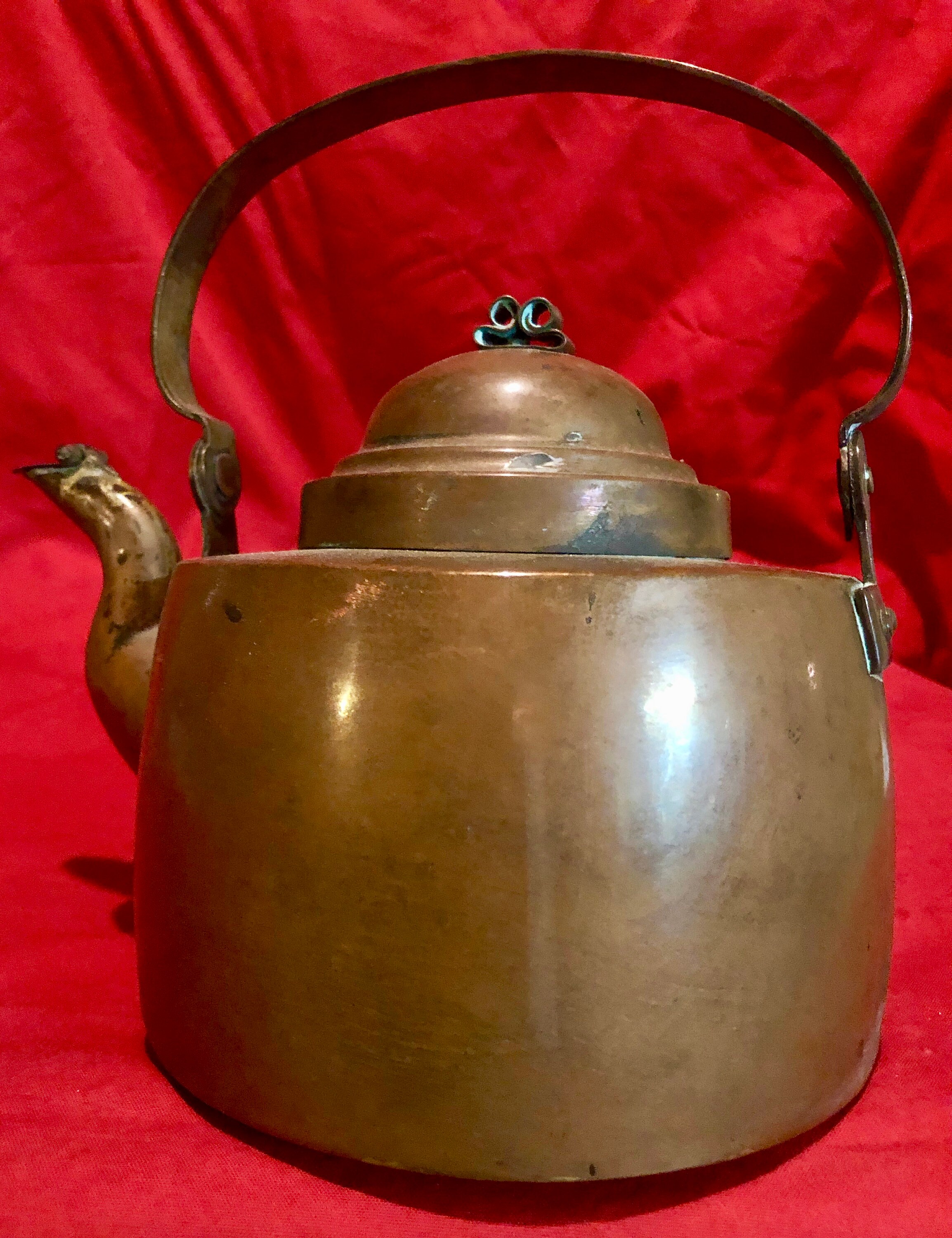 Antique Copper Tea Kettle, Handmade, Circa 1902