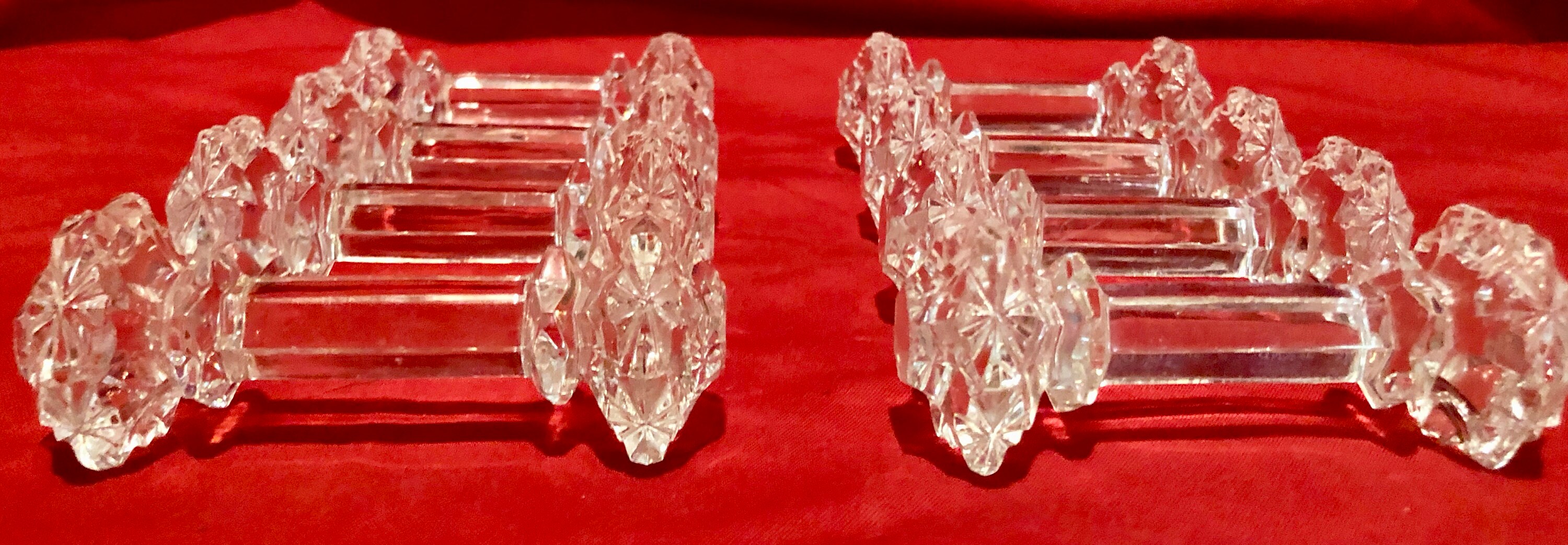 Antique Victorian Clear Cut Glass Knife Rests Set of Eight