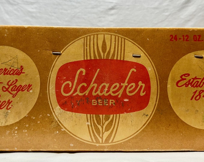 Vintage Schaefer Beer Waxed Cardboard 24-12 oz Advertising Crate