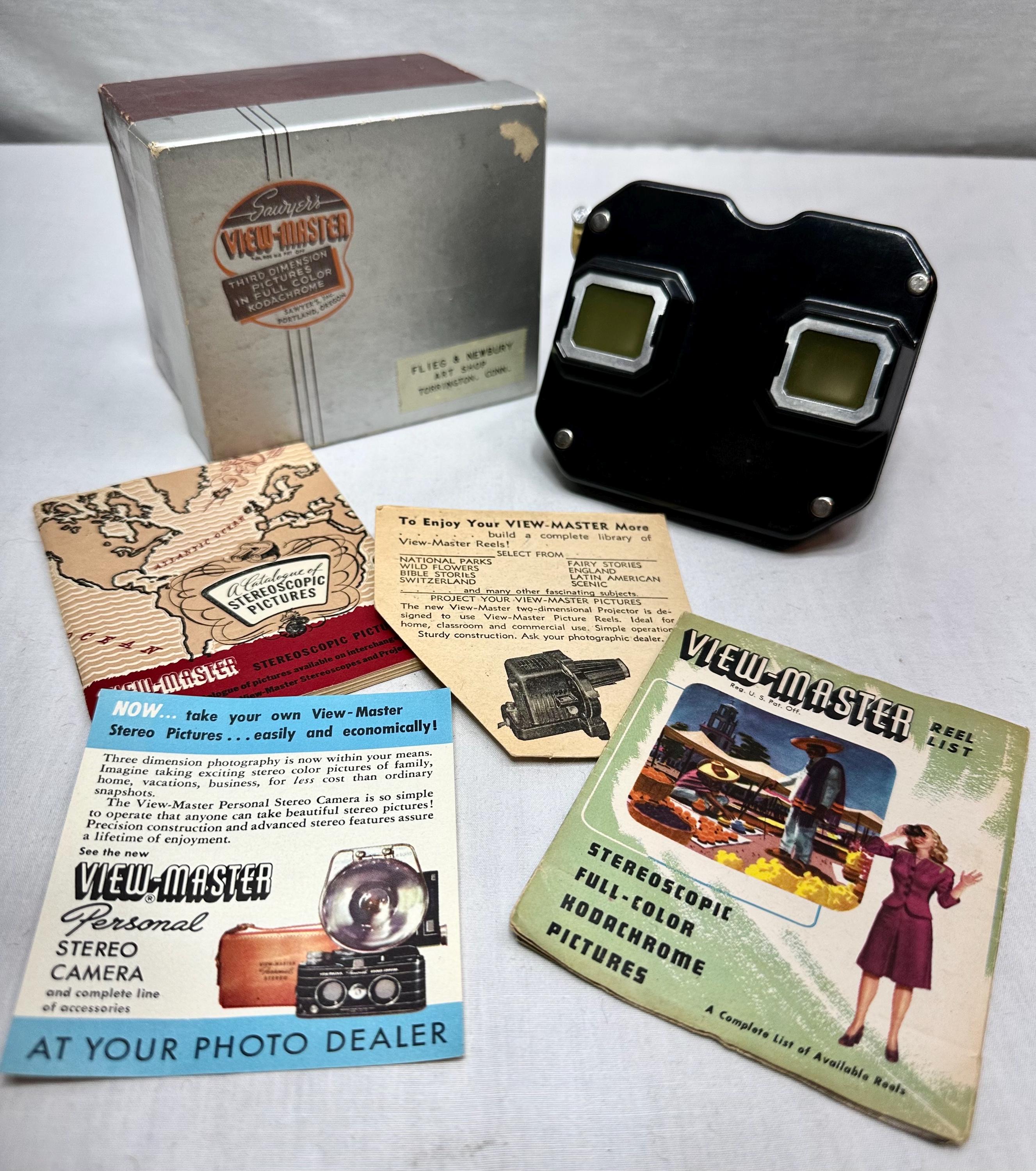 Vintage 1947 Sawyers View-master, Original Box, Pamphlets, Sawyer