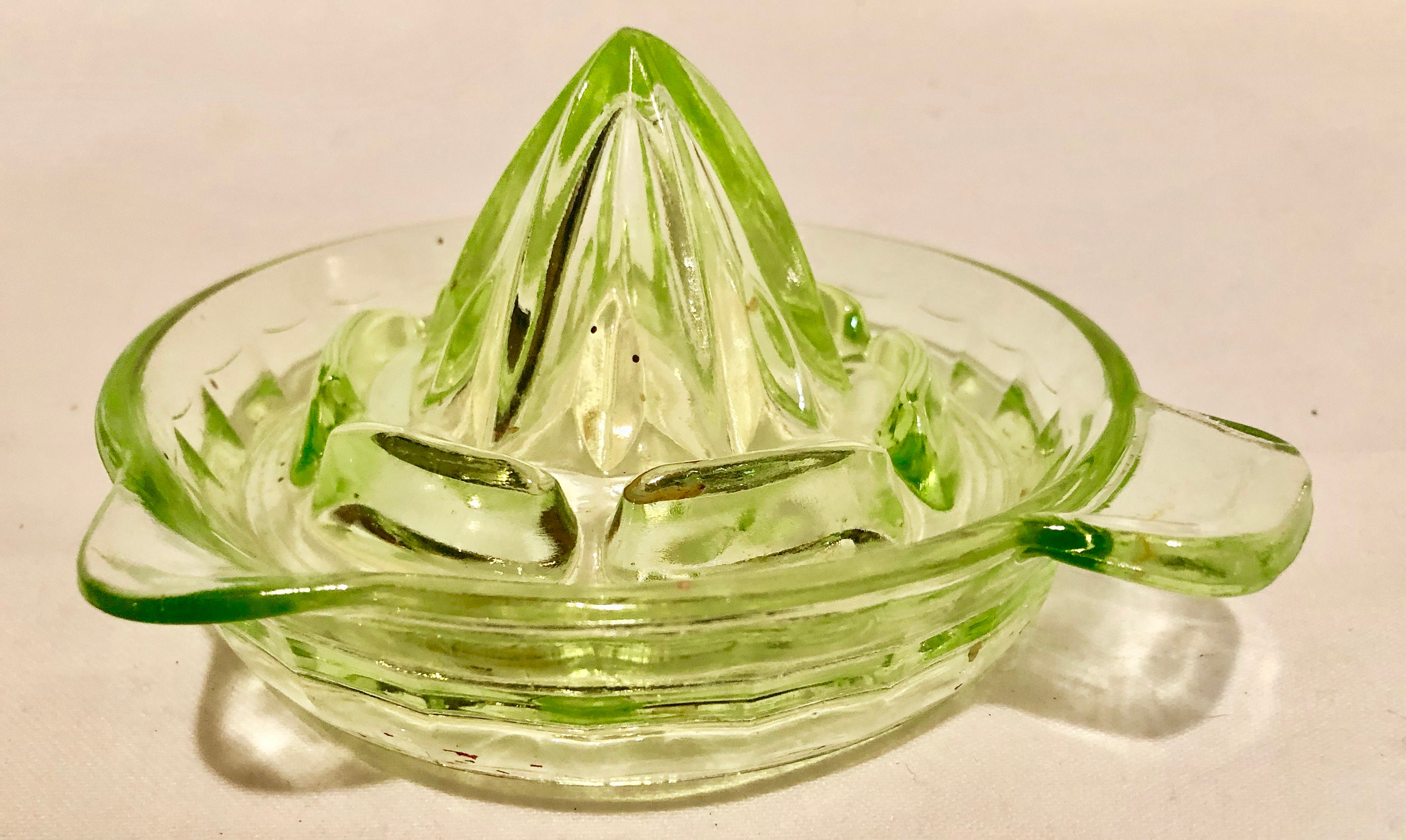 Vintage Green Depression Glass Citrus Juicer