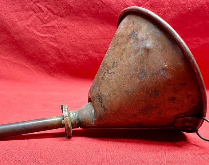 Vintage Copper Metal Oil Funnel, H Strater & Sons Boston Mass, Patent 12-5-1893