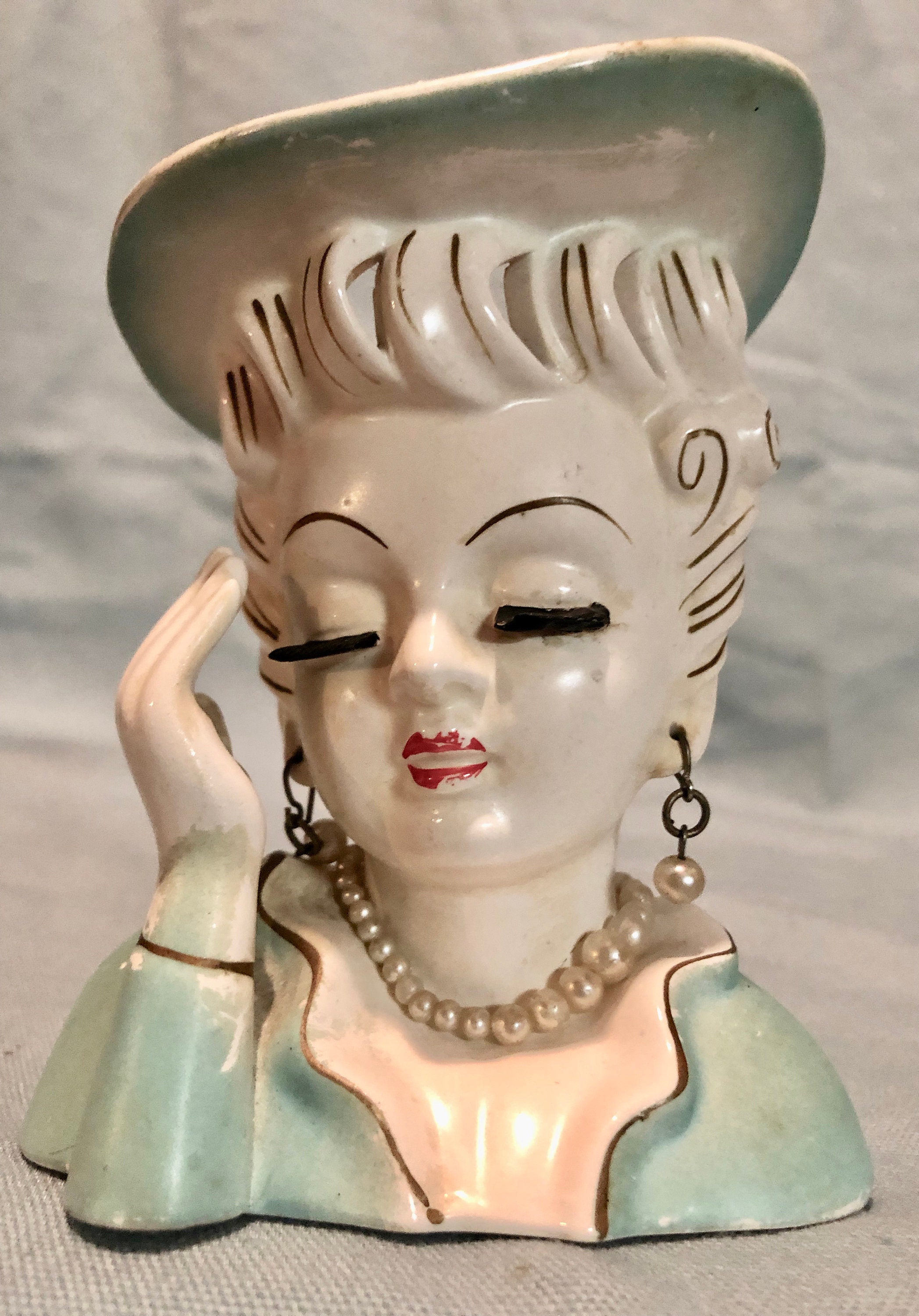 Vintage Midcentury Womans Head Vase circa 1950's