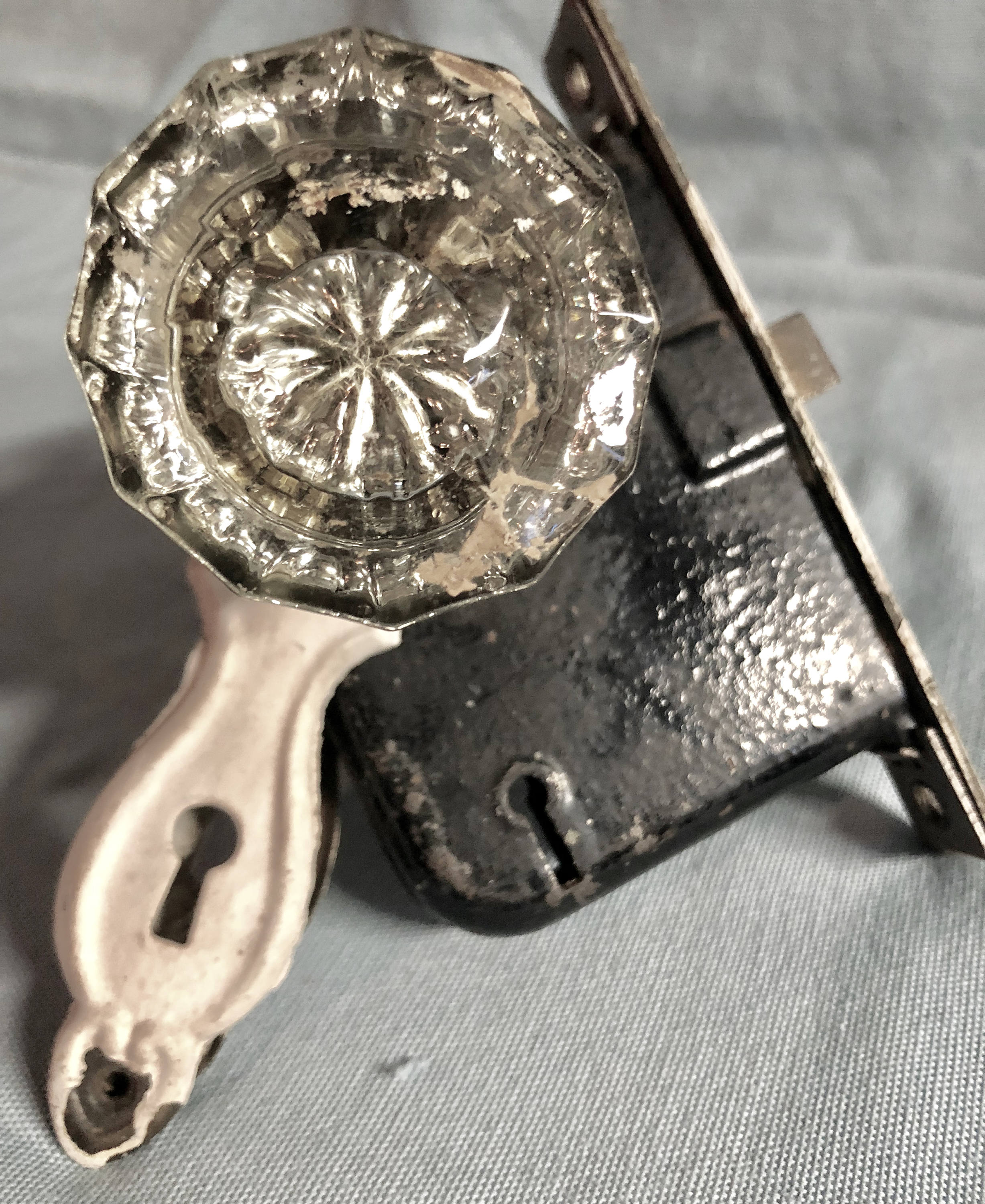 Antique Victorian Glass Door Knobs, Faceplates and Hardware