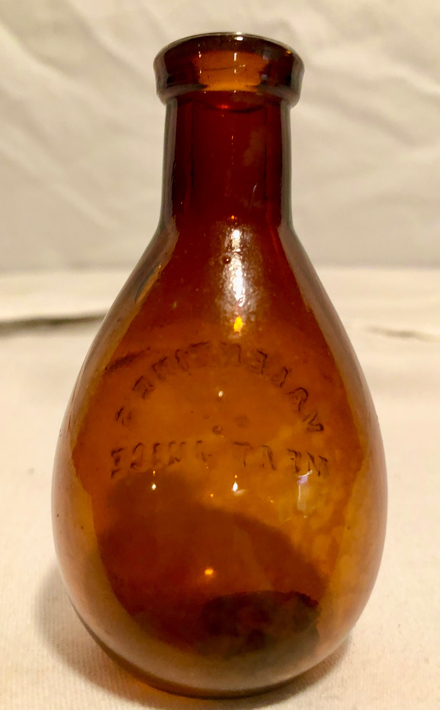 Antique Valentine's Meat Juice Amber Glass Bottle
