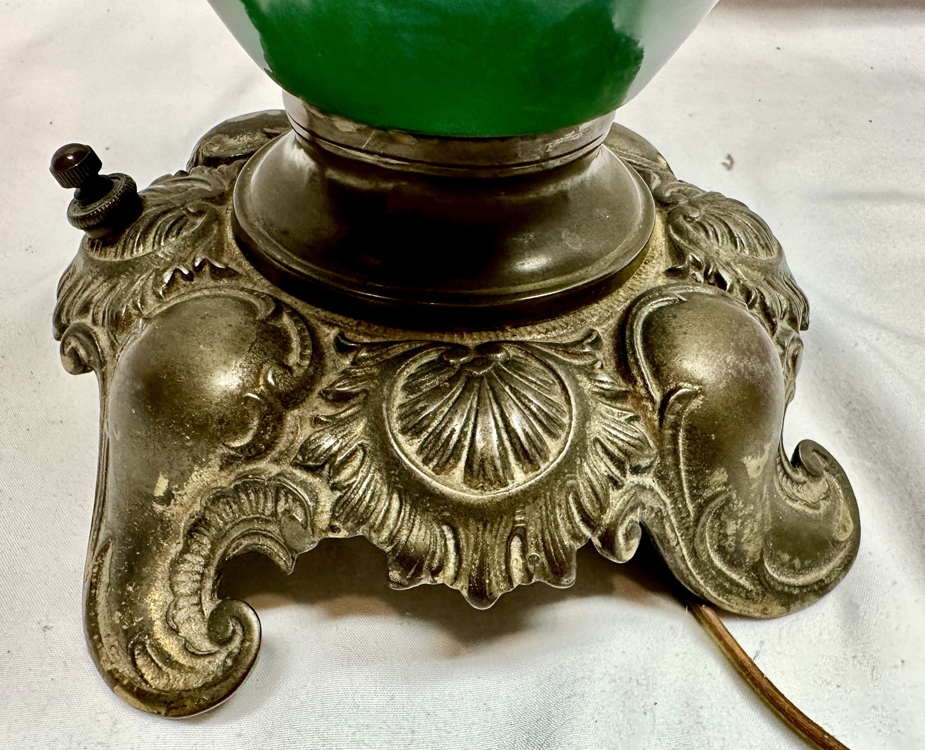 Vintage Pink/White Swirl Glass Globe Electric Two way Gone With the