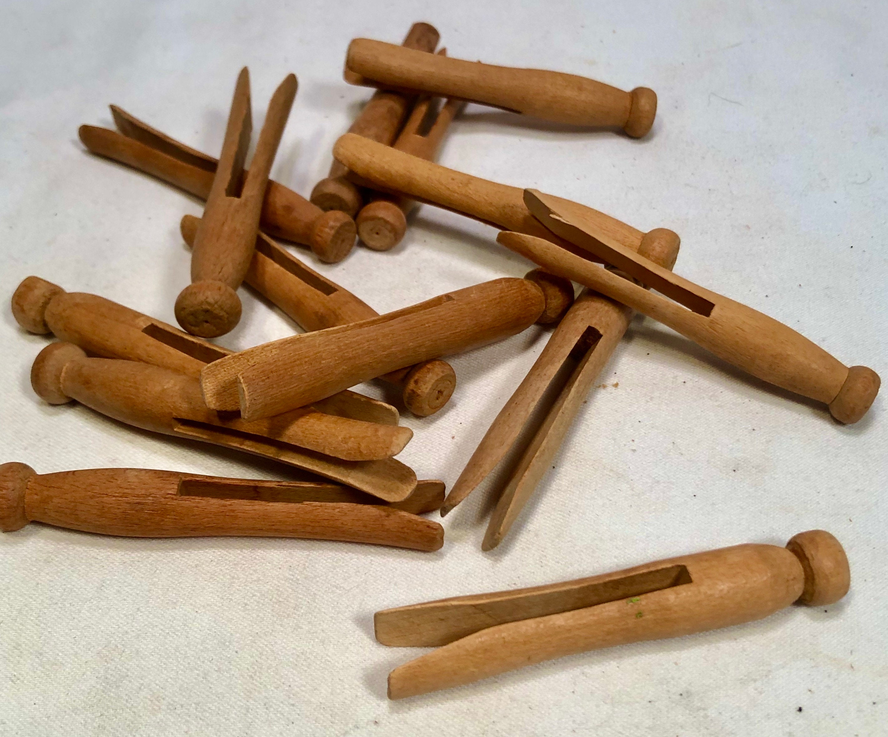 Vintage Wooden Clothespins Set of 14