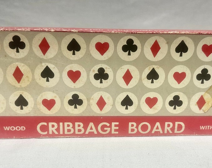 Vintage Arrgo Inlaid Wooden Cribbage Board with Pegs, No 568M,Arrgo Playing Card Co,Chicago,Illinois