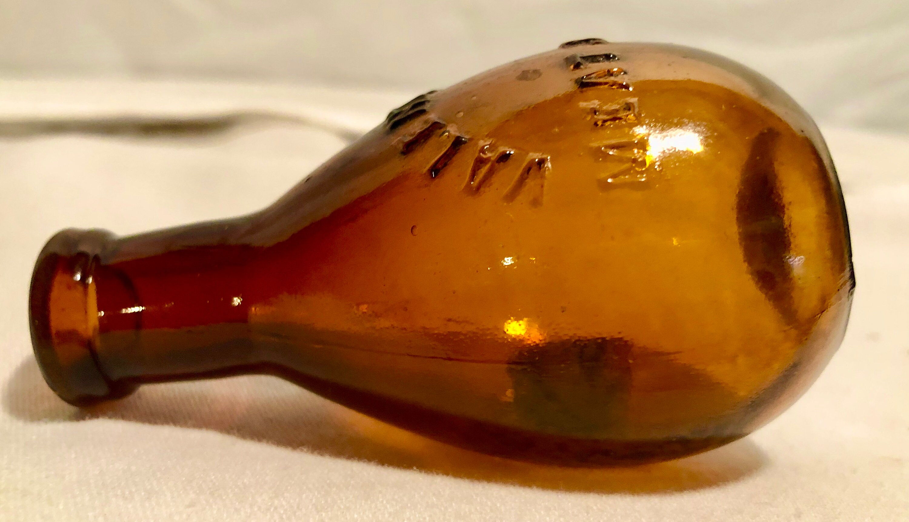 Antique Valentine's Meat Juice Amber Glass Bottle