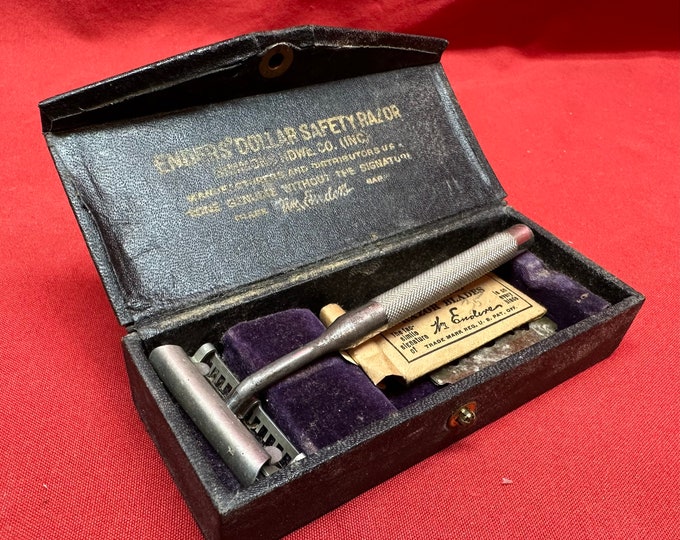 Vintage Enders Dollar Safety Razor in Original Case with Blades in Wrappers