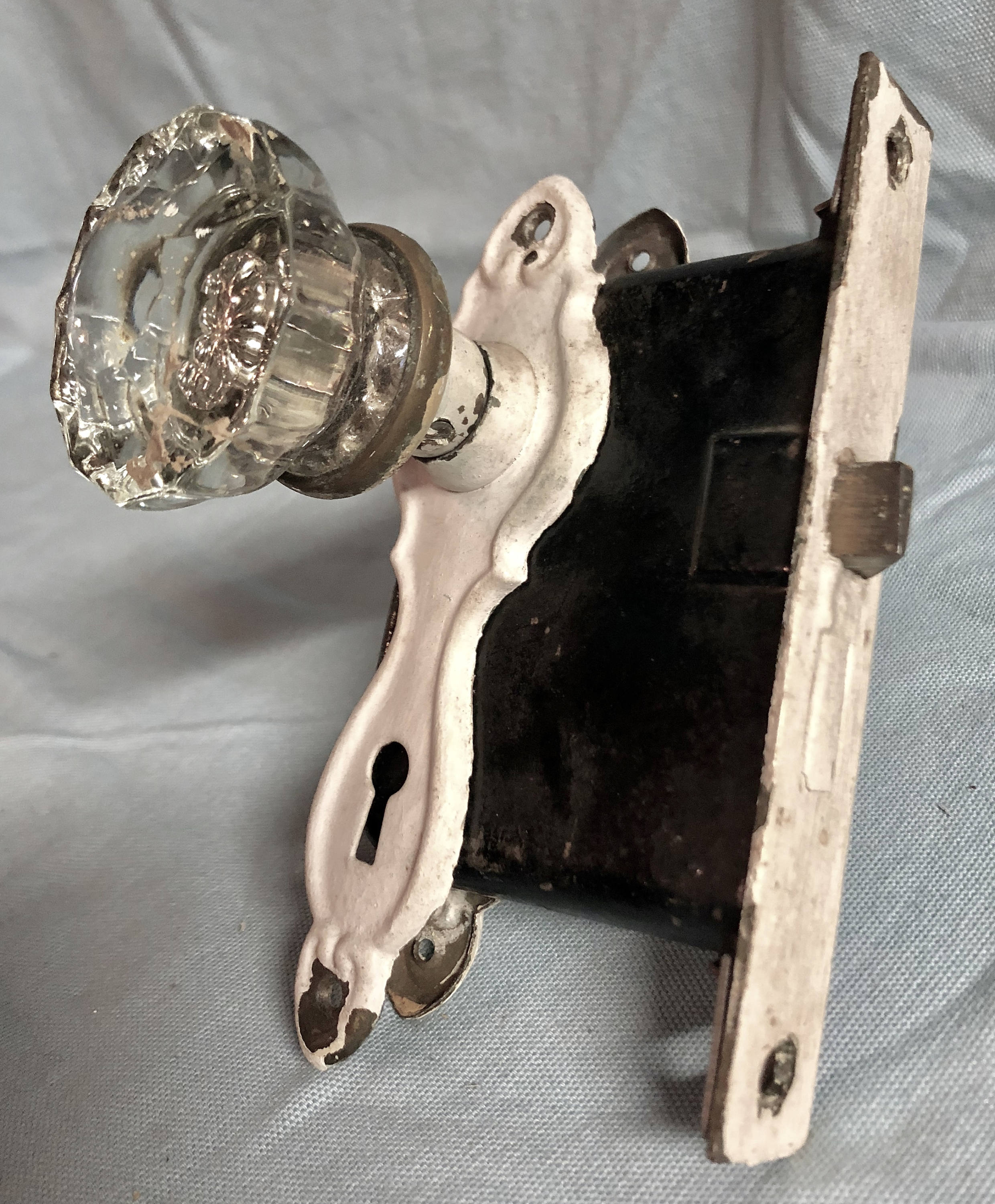 Antique Victorian Glass Door Knobs, Faceplates and Hardware