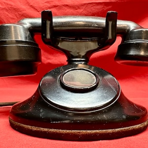 Vintage Black Bakelite No Dial Table/Desktop Phone