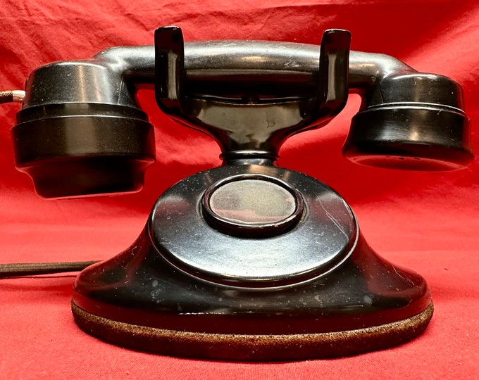 Vintage Black Bakelite No Dial Table/Desktop Phone