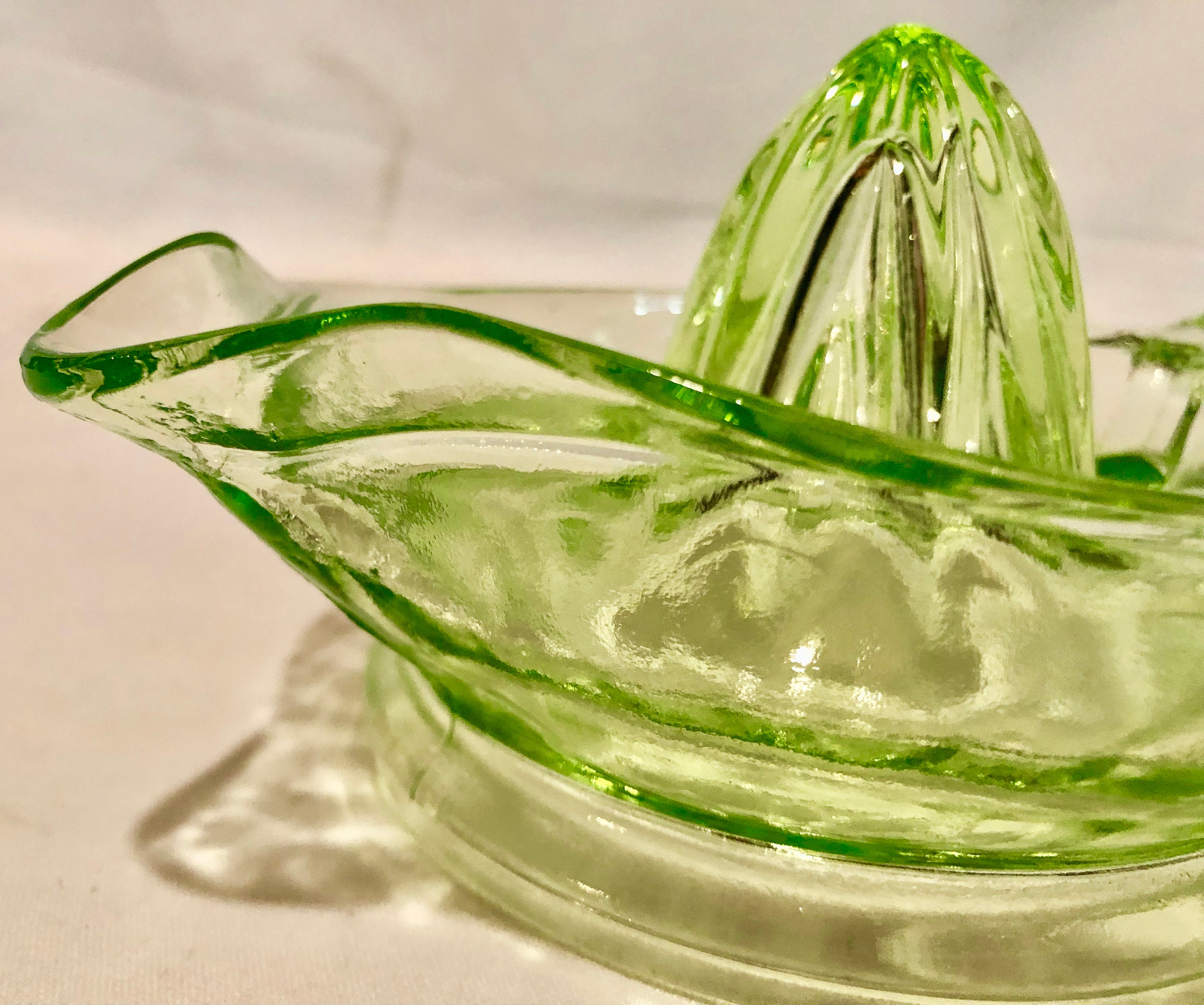 Vintage Green Depression Glass Citrus Juicer
