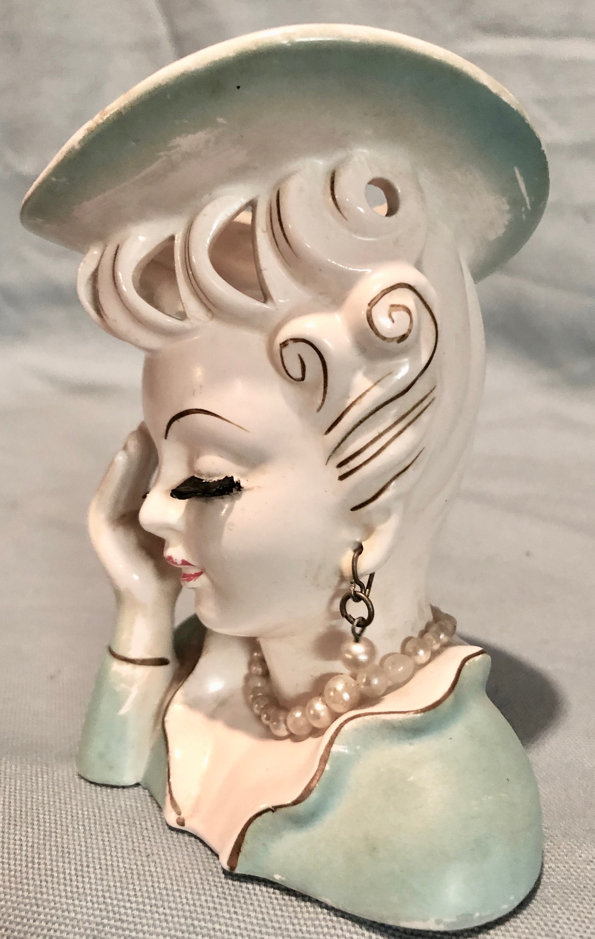 Vintage Midcentury Womans Head Vase circa 1950's