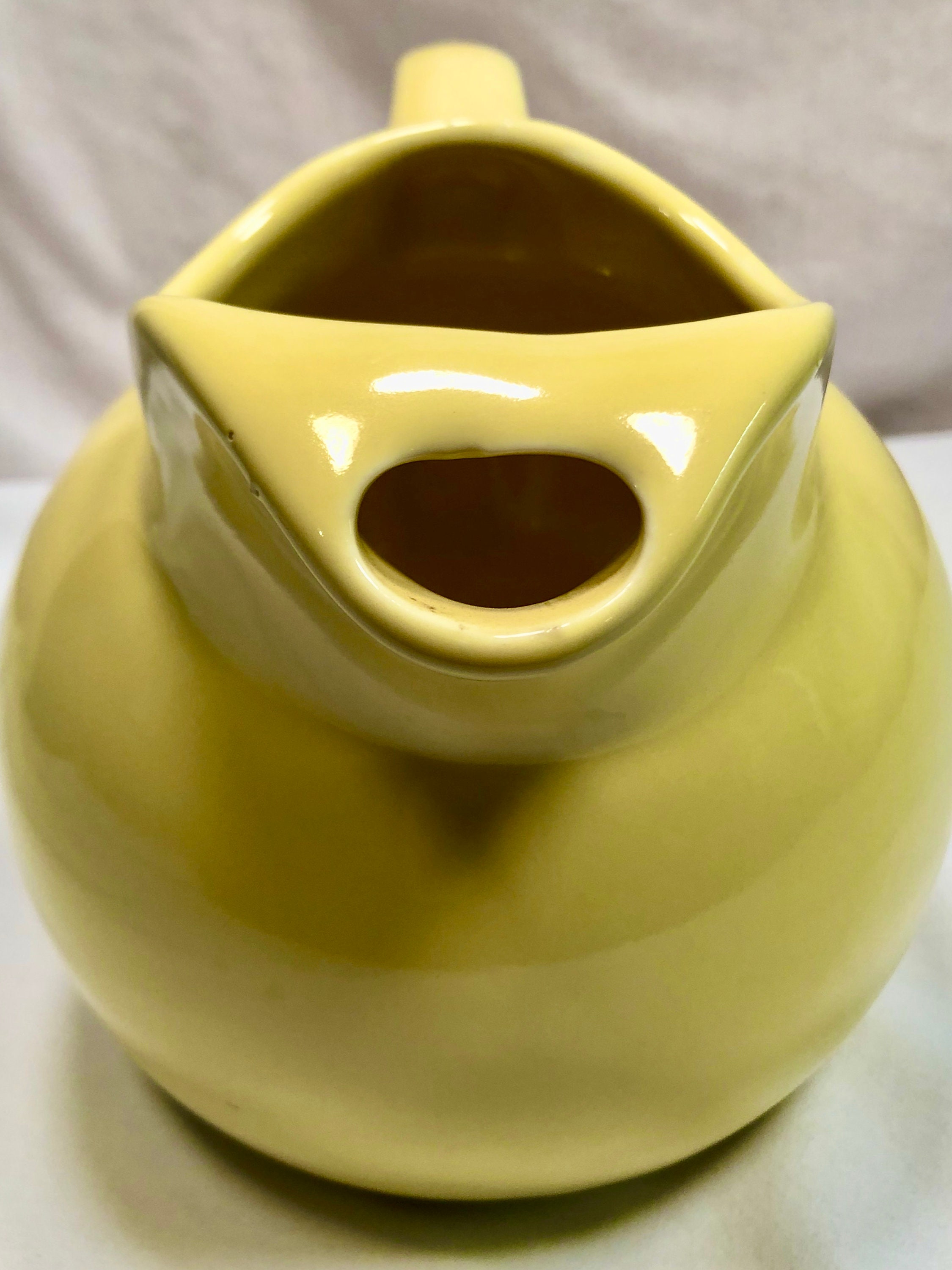 Vintage HALL Pottery USA / Yellow / Milk Creamer Pitcher / Vented