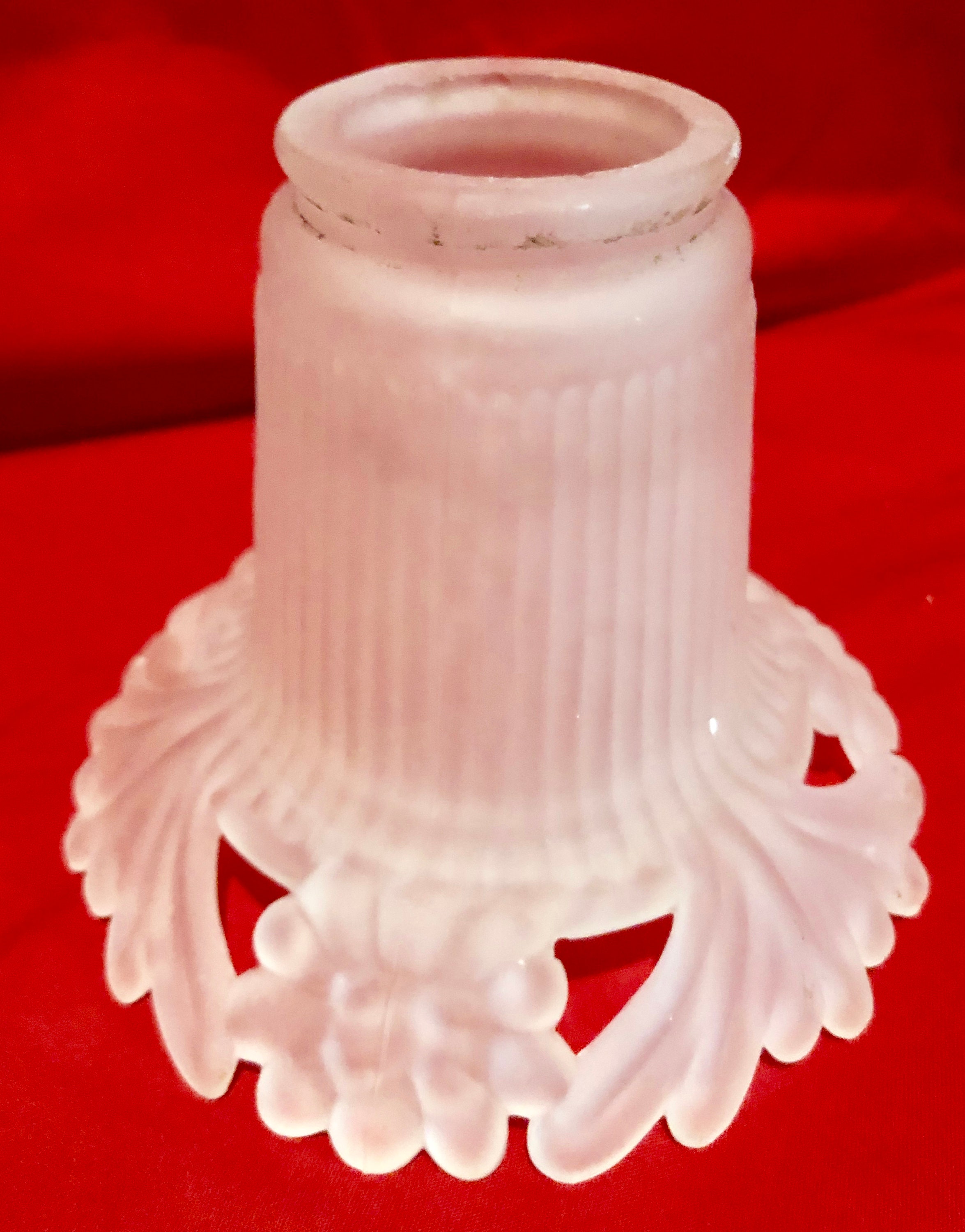 Vintage Frosted Glass Lamp Shade Frosted Floral and Leaf Pattern