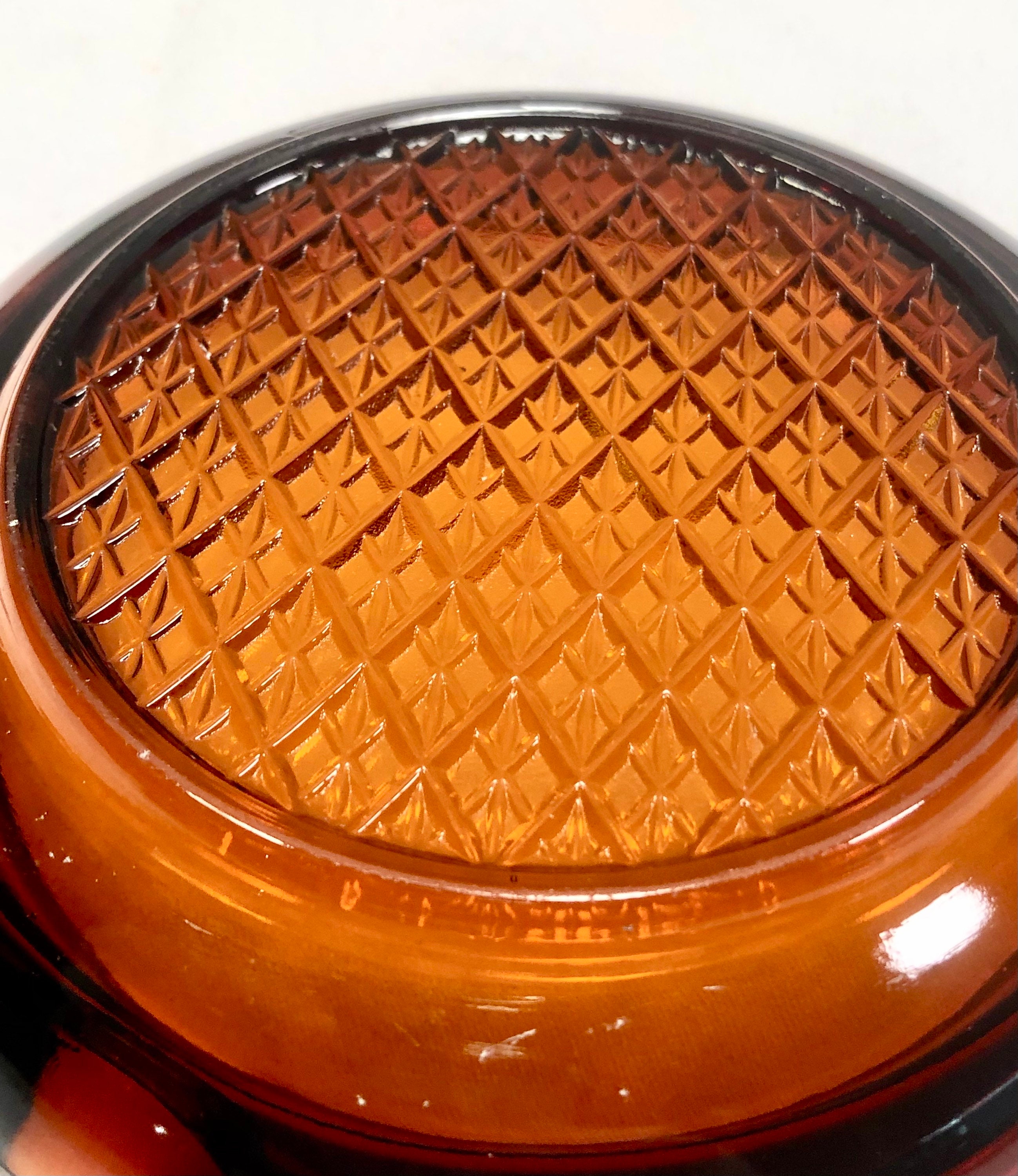 Vintage Large Amber Glass Ashtray