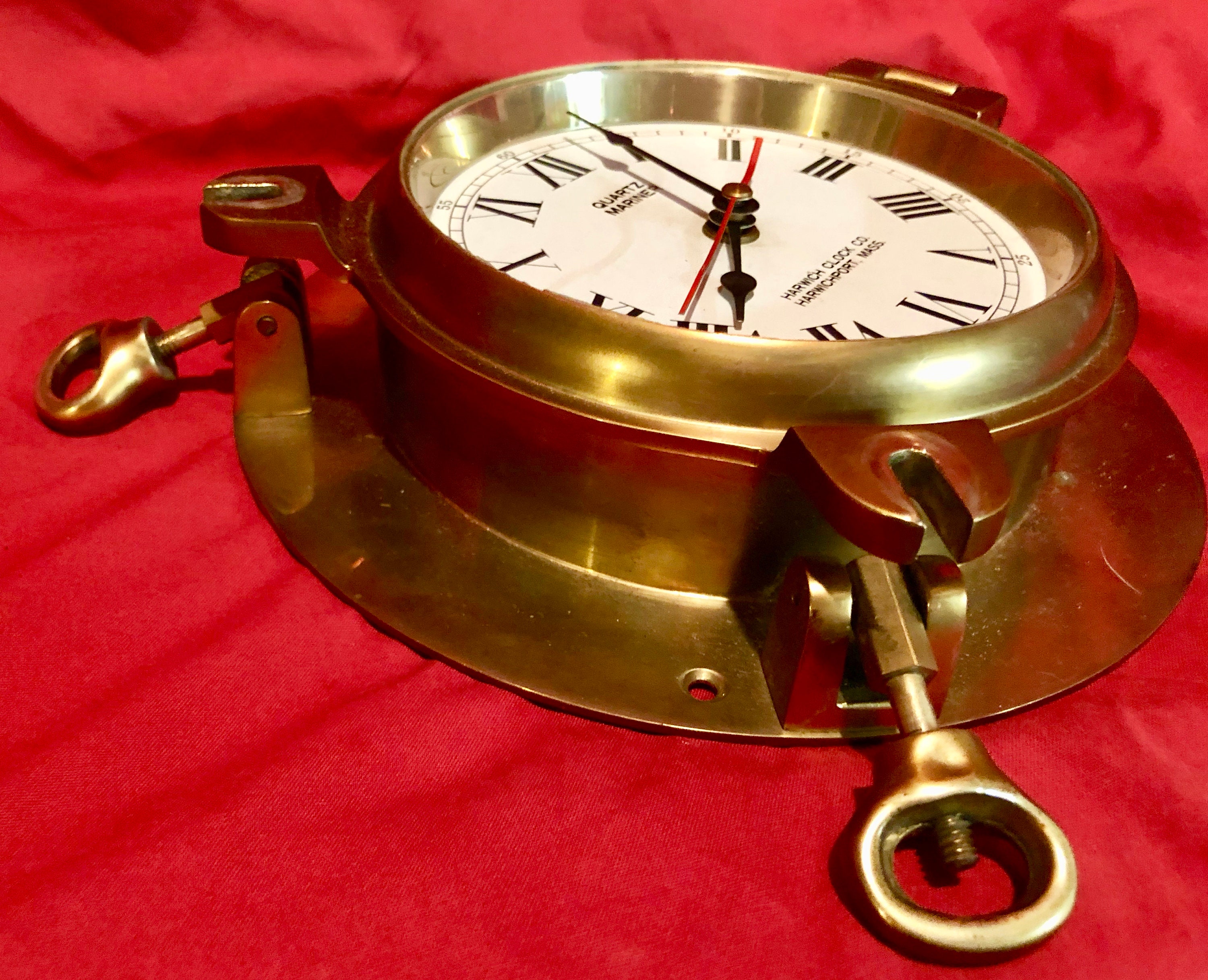 Vintage Nautical Brass Wall Clock, Harwich Clock Co, Harwichport,Mass