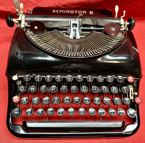 Vintage Black Remington Rand 5 Portable Typewriter in