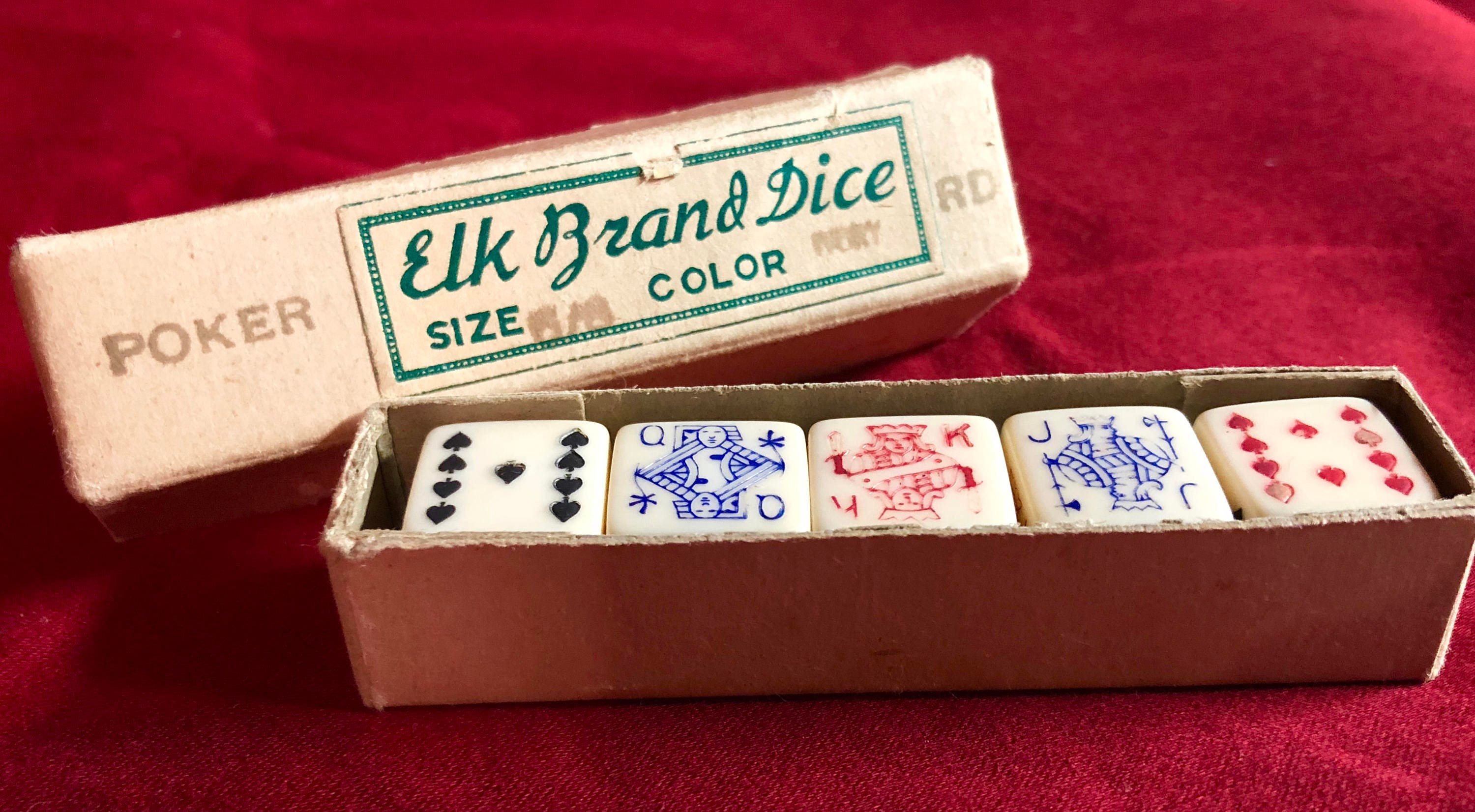 Vintage Ivory Bakelite Elk Brand Poker Dice