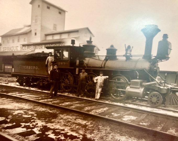 Railroad/Train/Steam Engine No 243,Fitchburg Photo, Circa 1800's ,Sepia