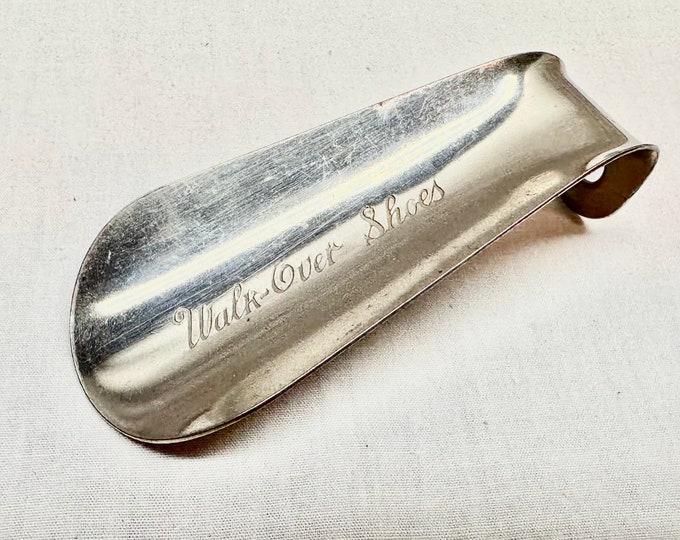 Vintage Sommers “Walk Over Shoes” Silver Metal Advertising Shoe Horn,Made in the USA