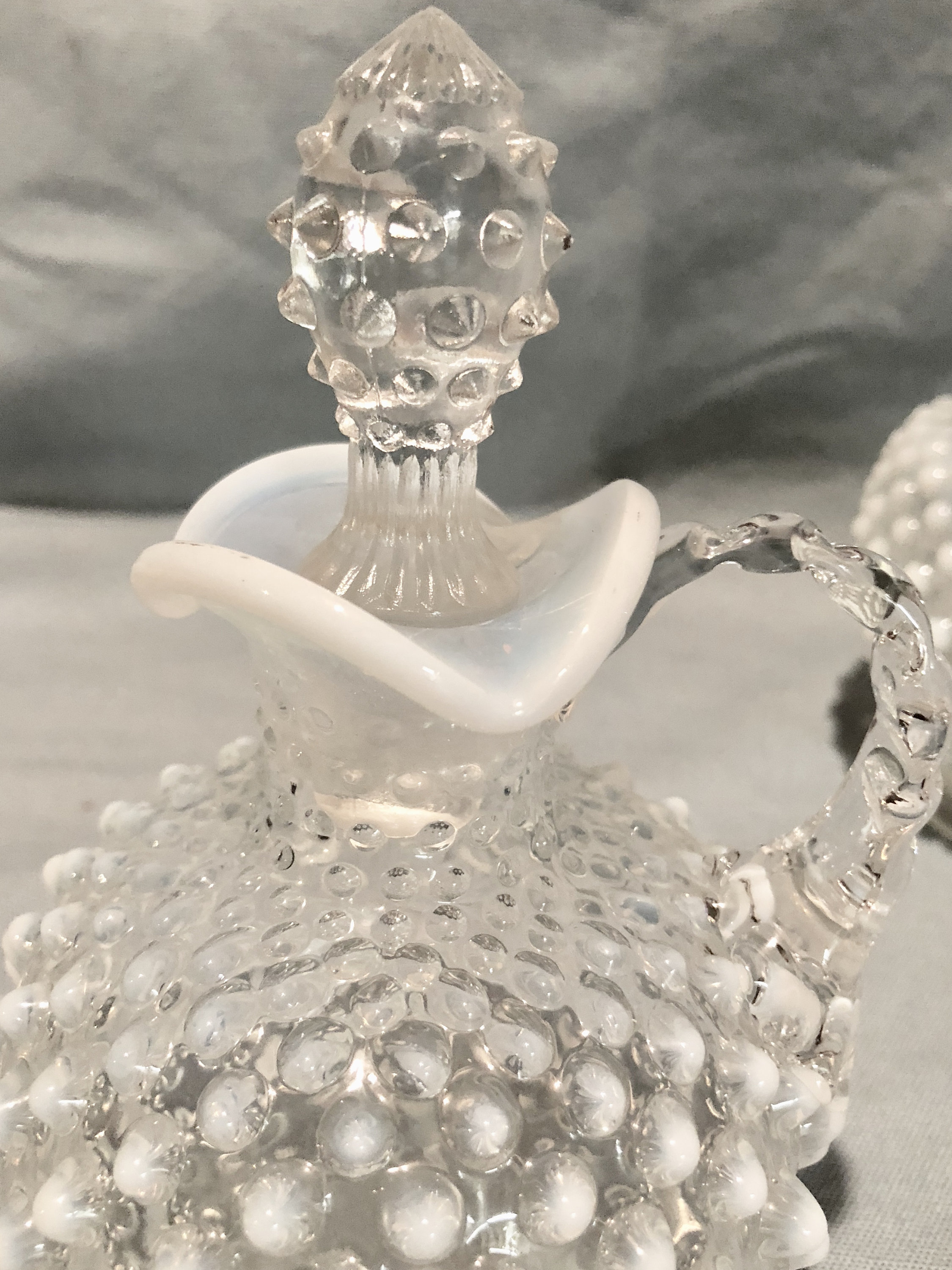 Vintage Clear/White Fenton Style Hobnail Glass Serving Pieces