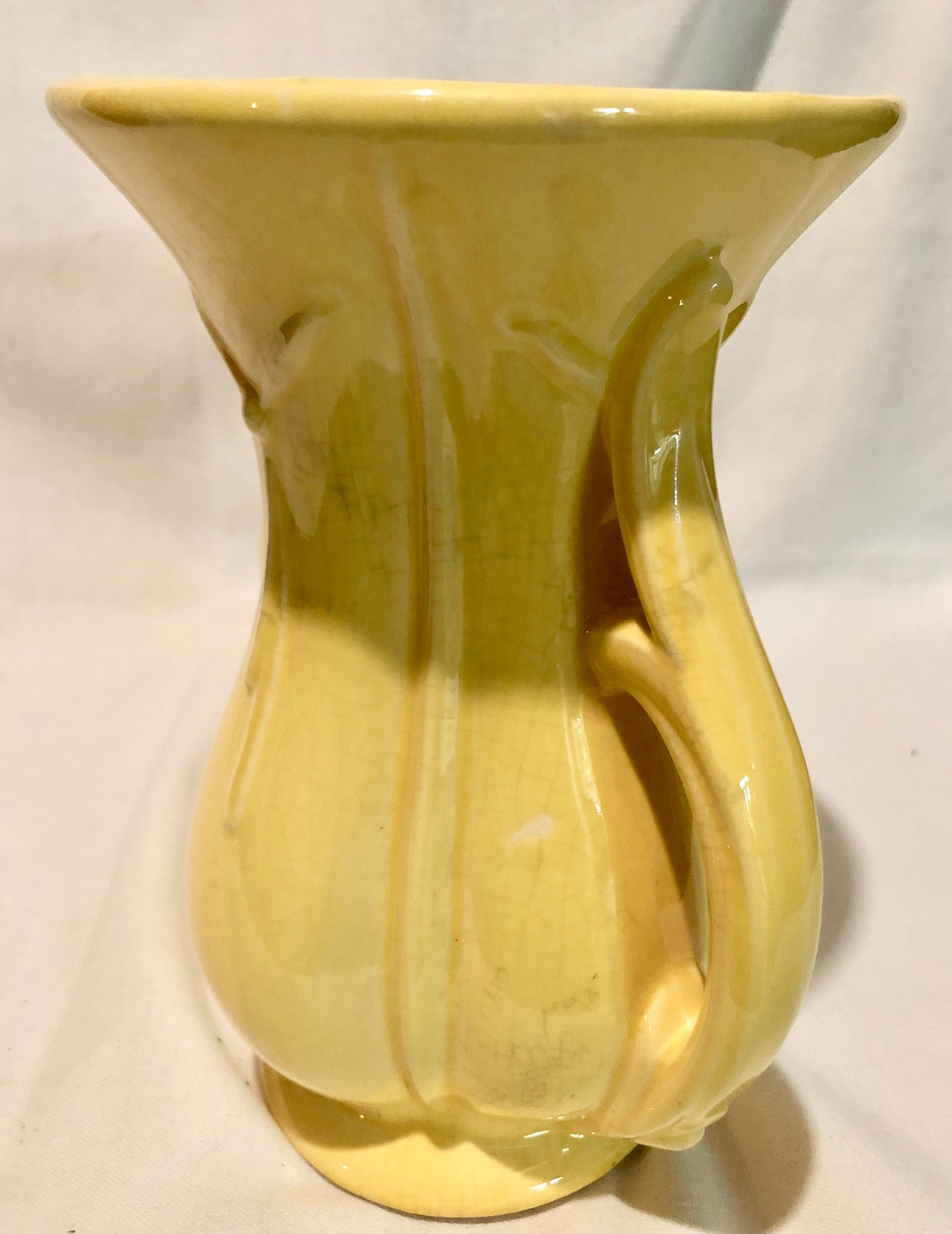 Vintage Yellow Two Handled Vase by McCoy Pottery
