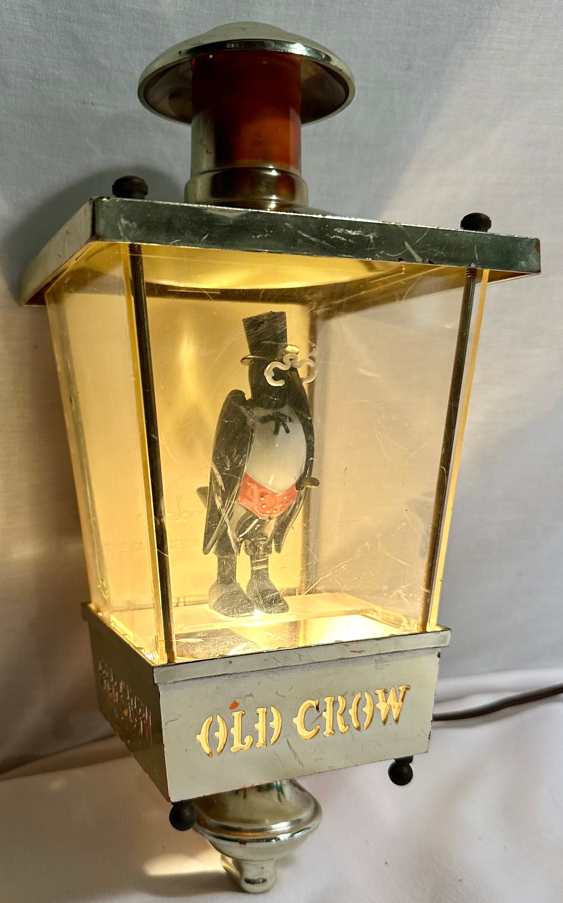 Vintage Old Crow Bourbon Illuminated Wall Lantern