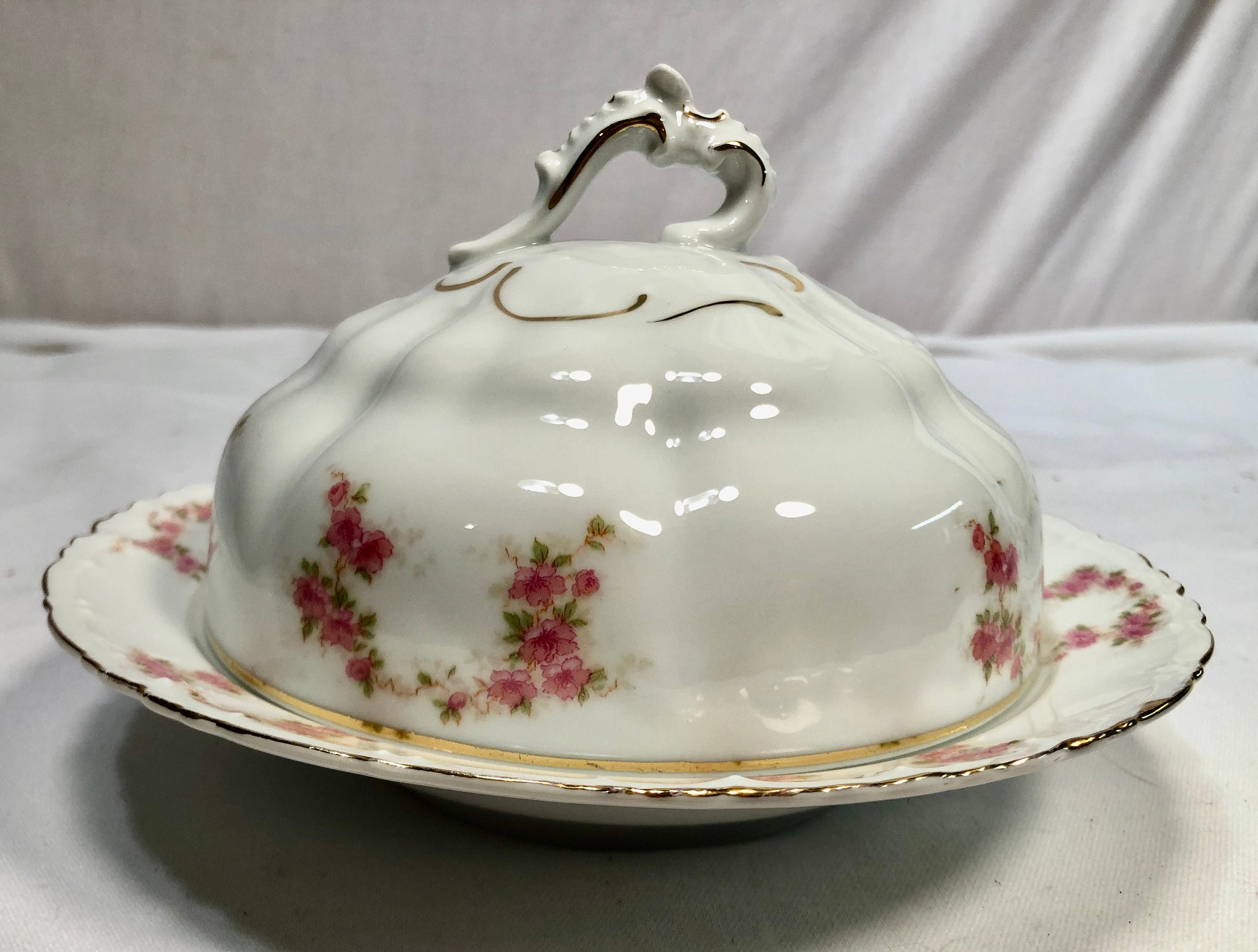 Vintage M&Z Imperial Vienna Austria China/Porcelain Covered Butter Dish