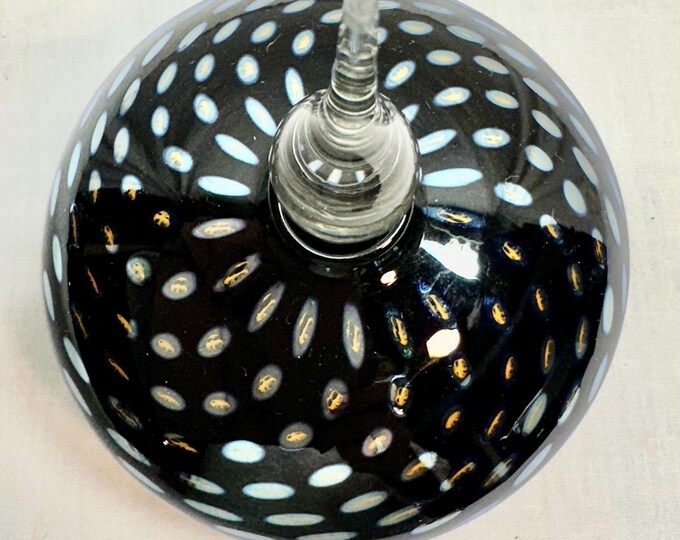 Vintage Black and Blue Dot Glass Perfume Bottle