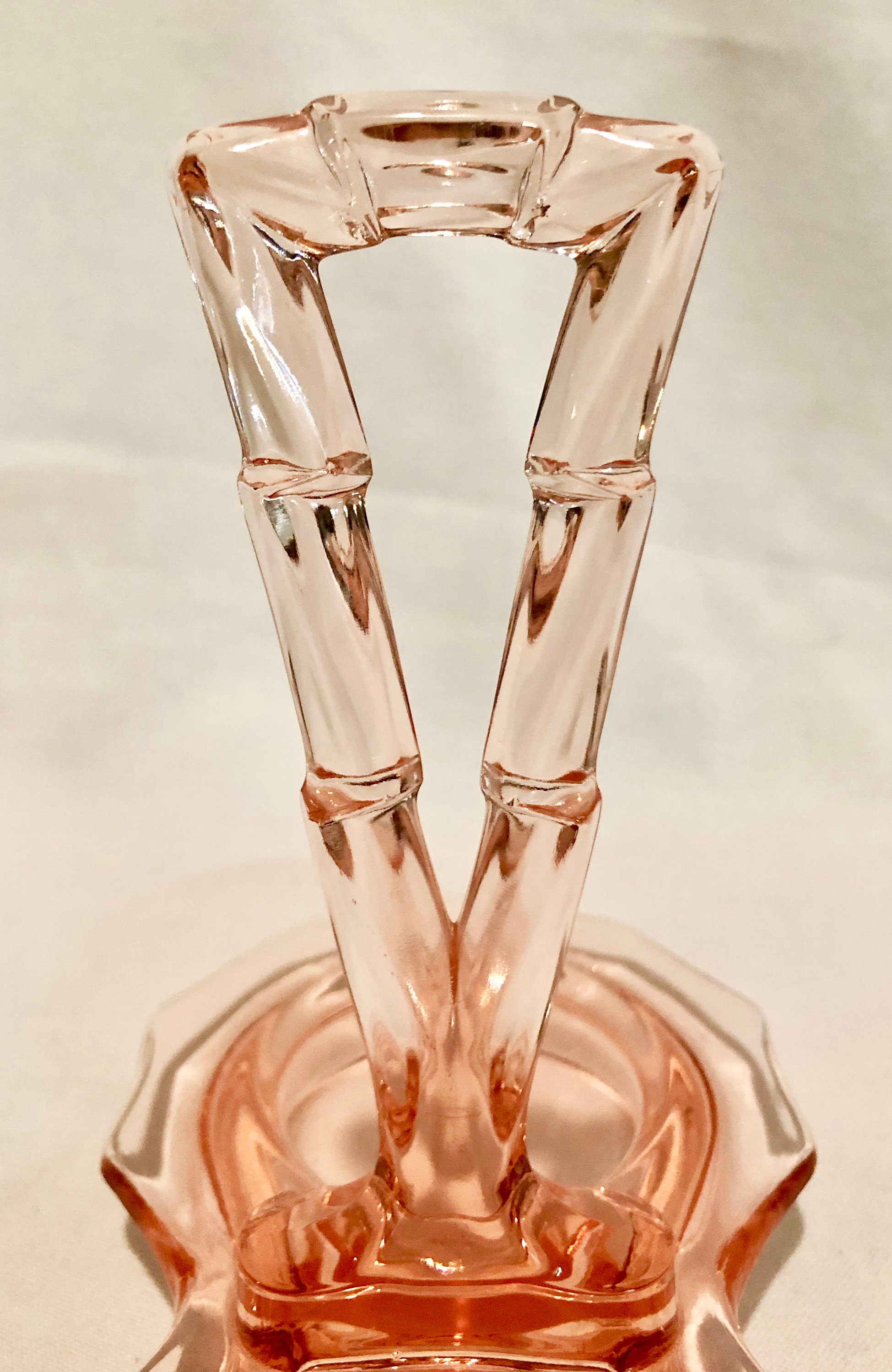 Vintage Blush Pink Depression Glass Sugar and Creamer Set with Carrier