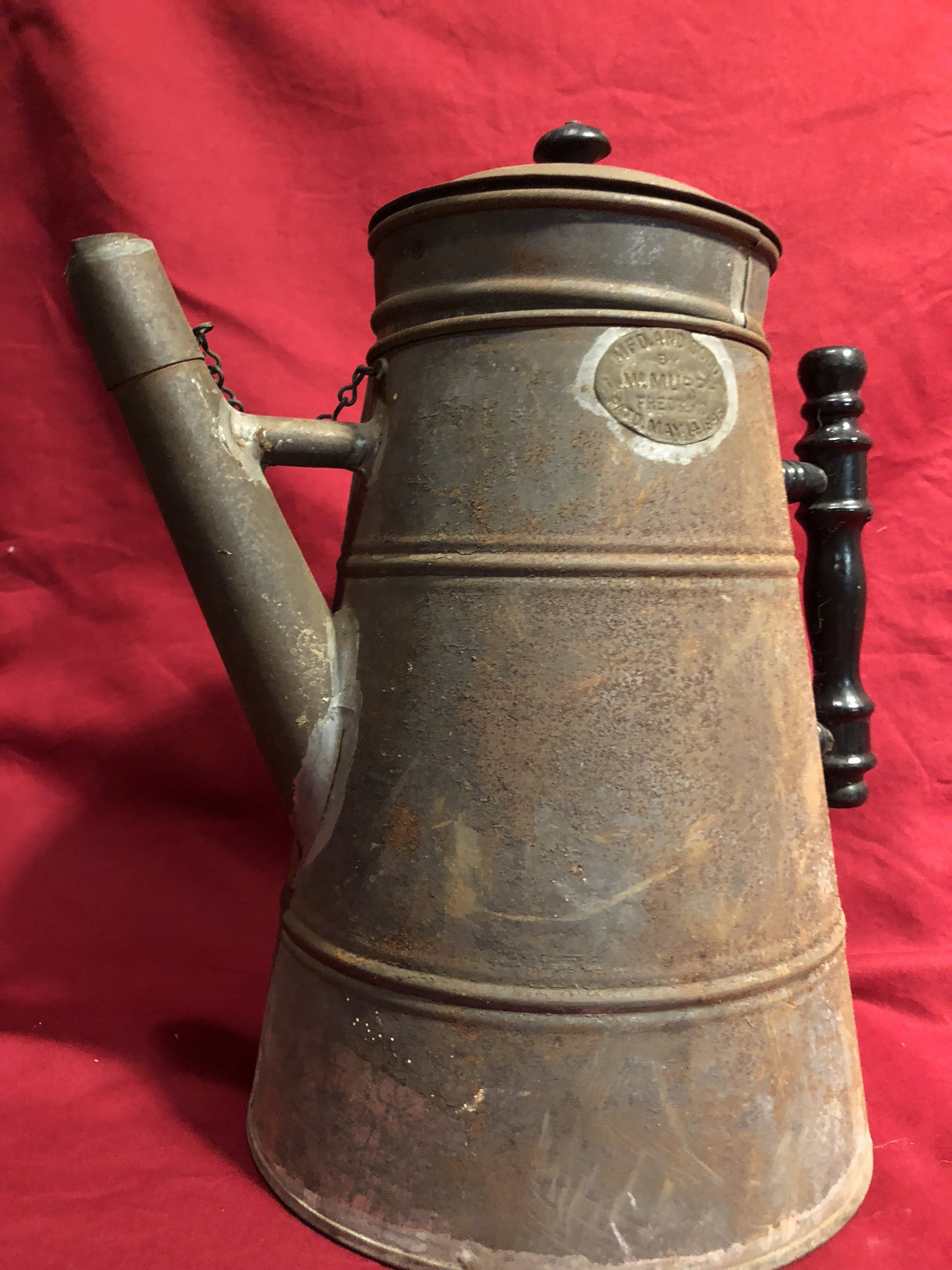 Antique M. Murphy Metal Coffee Pot Patent May 14,1895, Maryland